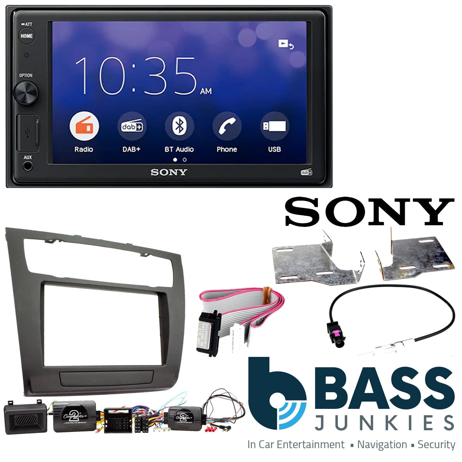 SONY XAV-1550D DAB+ Smart Bluetooth Car Radio + Stereo fitting kit + Steering Wheel Controls Loom for BMW 1-Series E81 2007-2013 | E82 2007-2013 | E87 2007-2013 | E88 2007-2013