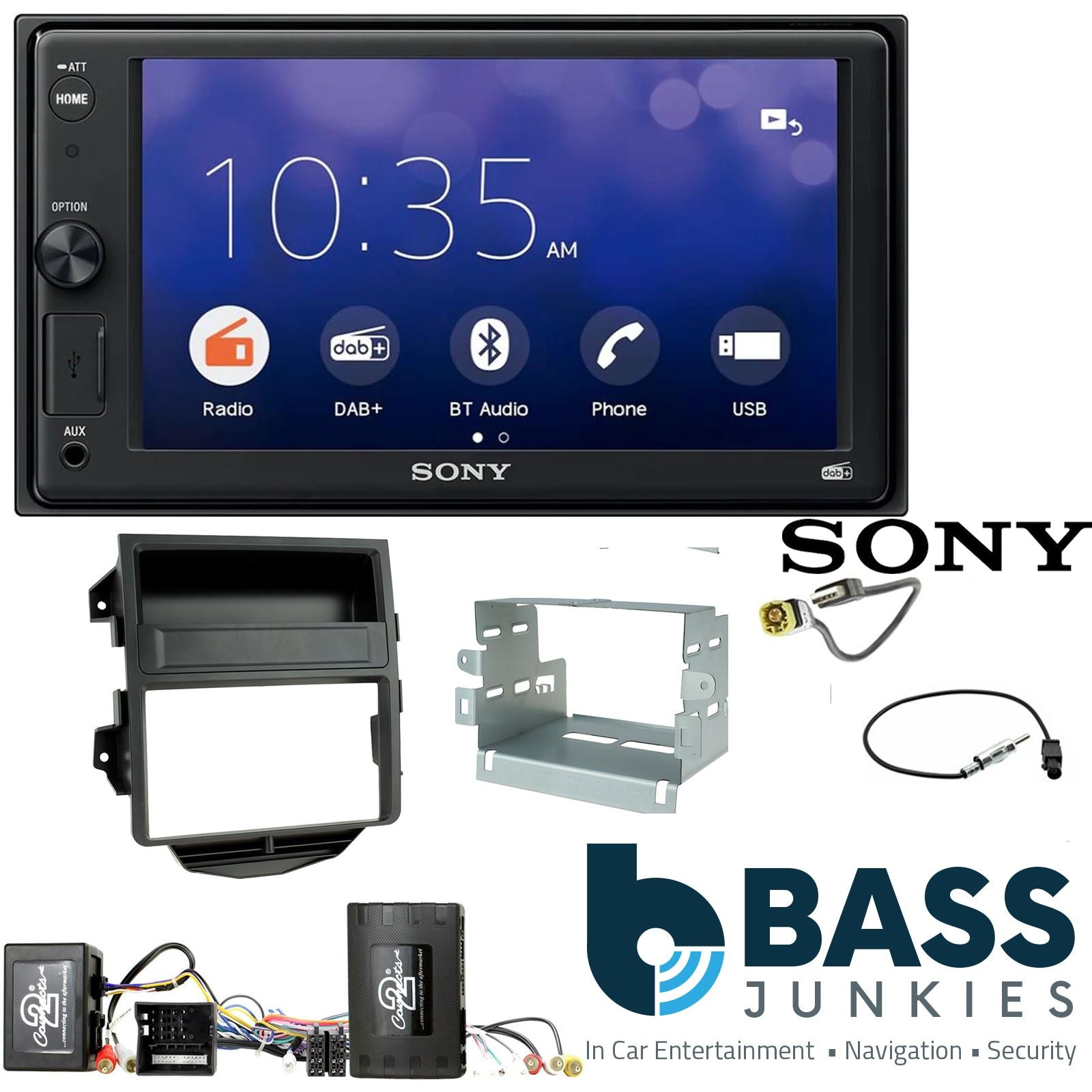 SONY XAV-1550D DAB+ Smart Bluetooth Car Radio + Stereo fitting kit + Steering Wheel Controls Loom for Porsche Macan 2014-2016