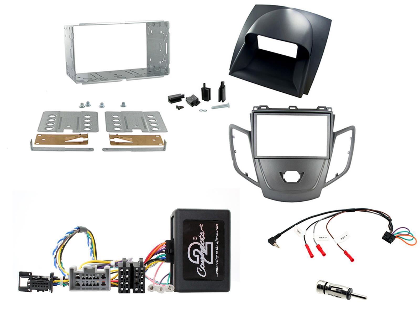 Grundig 6.8" Apple Android Double Din Stereo Fitting Kit + Steering Wheel Stalk Controls to fit Ford Fiesta 2008-10