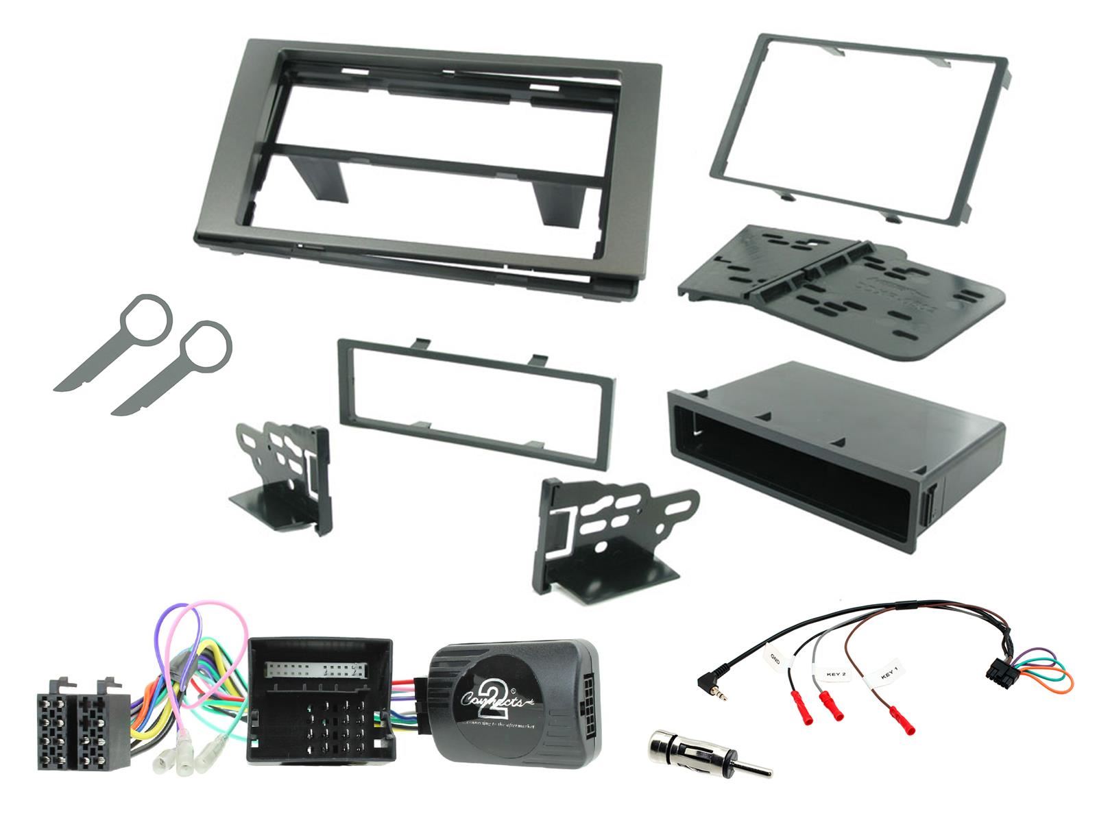 Connects 2 CTKFD23 - Ford Fiesta 2005 - 2008  Single Din or Double Din Facia & Steering wheel Interface Fitting Installation Kit (Grey Facia Panel)