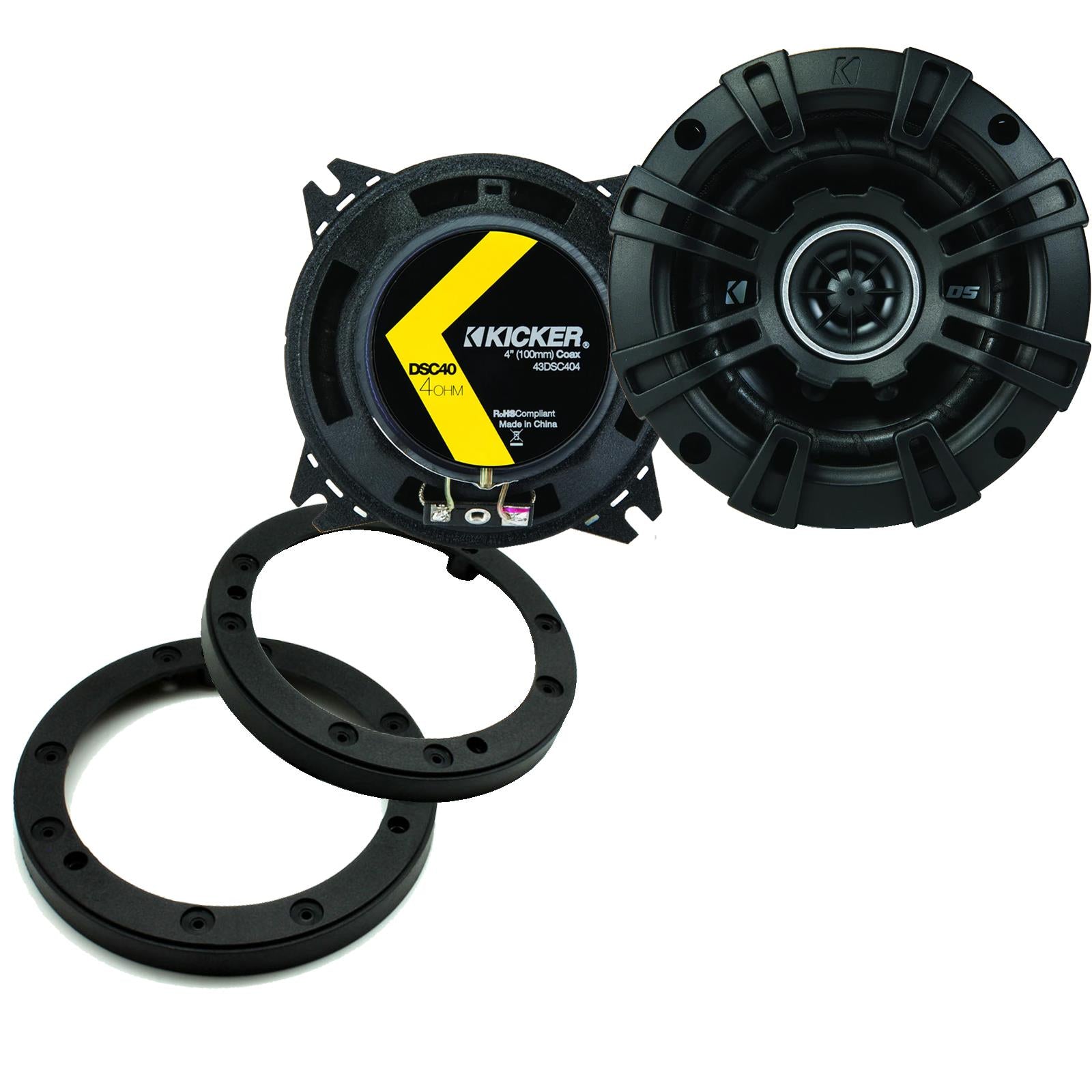 Kicker DSC404 100mm/10cm/4" 2-Way Coaxial Car speakers (Per Pair Max 240|60 watts RMS) Fits Universal