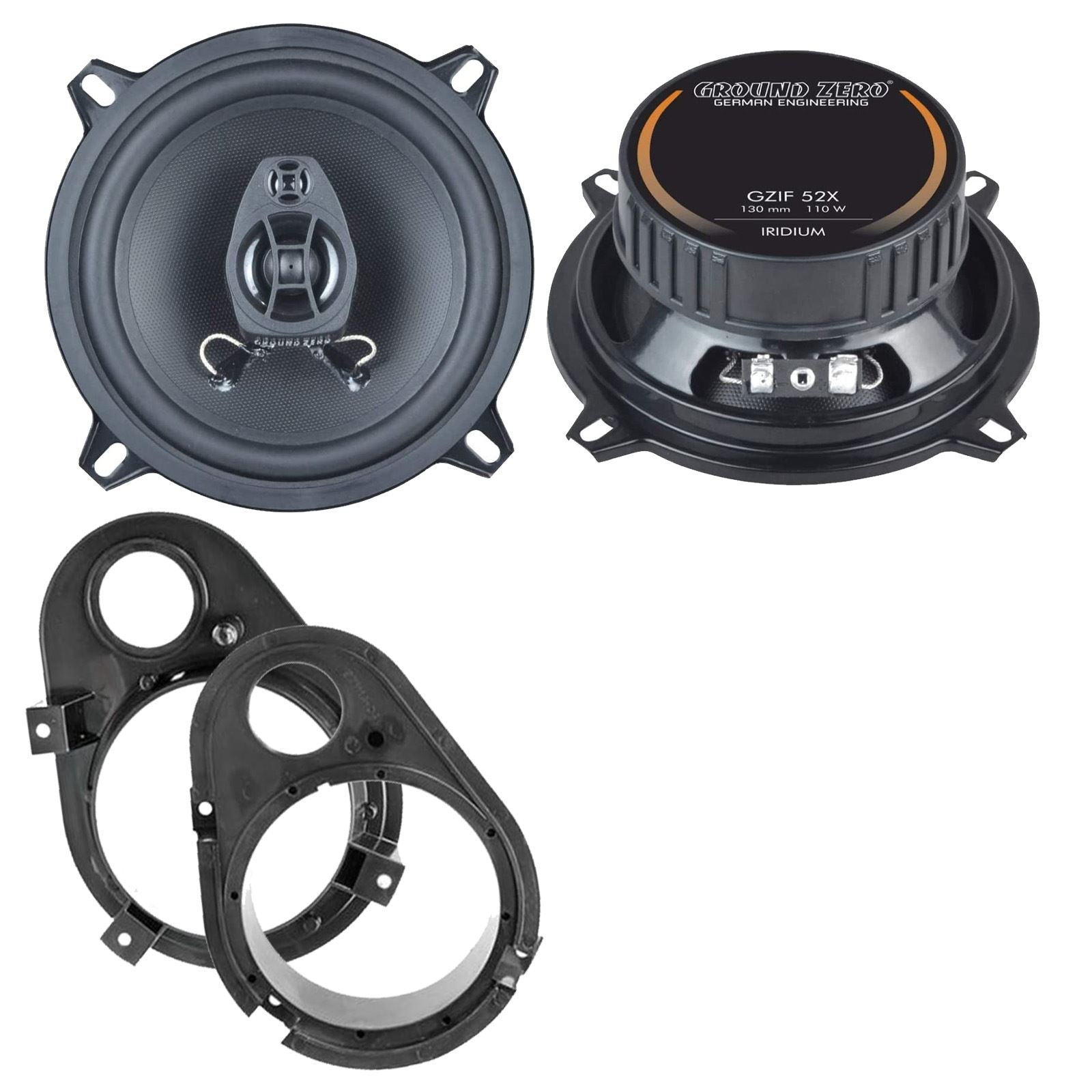 Ground Zero 2-Way 130mm/13cm/5.25" Car Coaxial Speakers (Pair Max 220 Watts) Fits Ford Escort 1990-00 | Orion 90-93