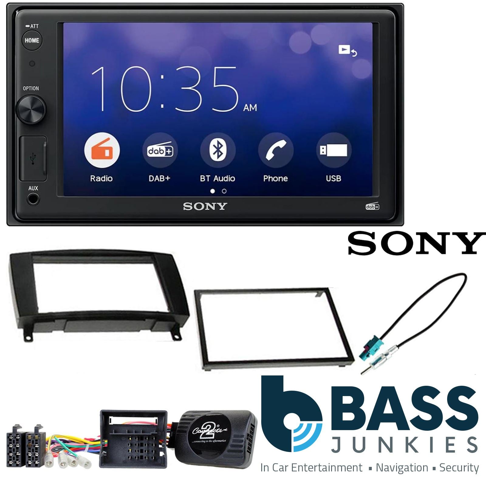 SONY XAV-1550D DAB+ Smart Bluetooth Car Radio + Stereo fitting kit + Steering Wheel Controls Loom for Mercedes CLK 2004-2009