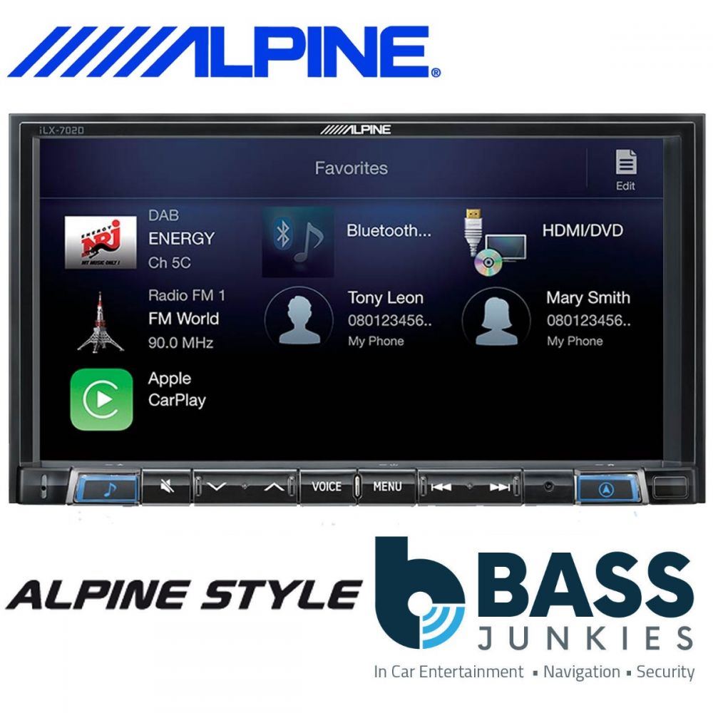 Alpine iLX-702D KIT Smart Forfour Fortwo 7” DAB Bluetooth CarPlay Android Stereo & Black Fitting Kit