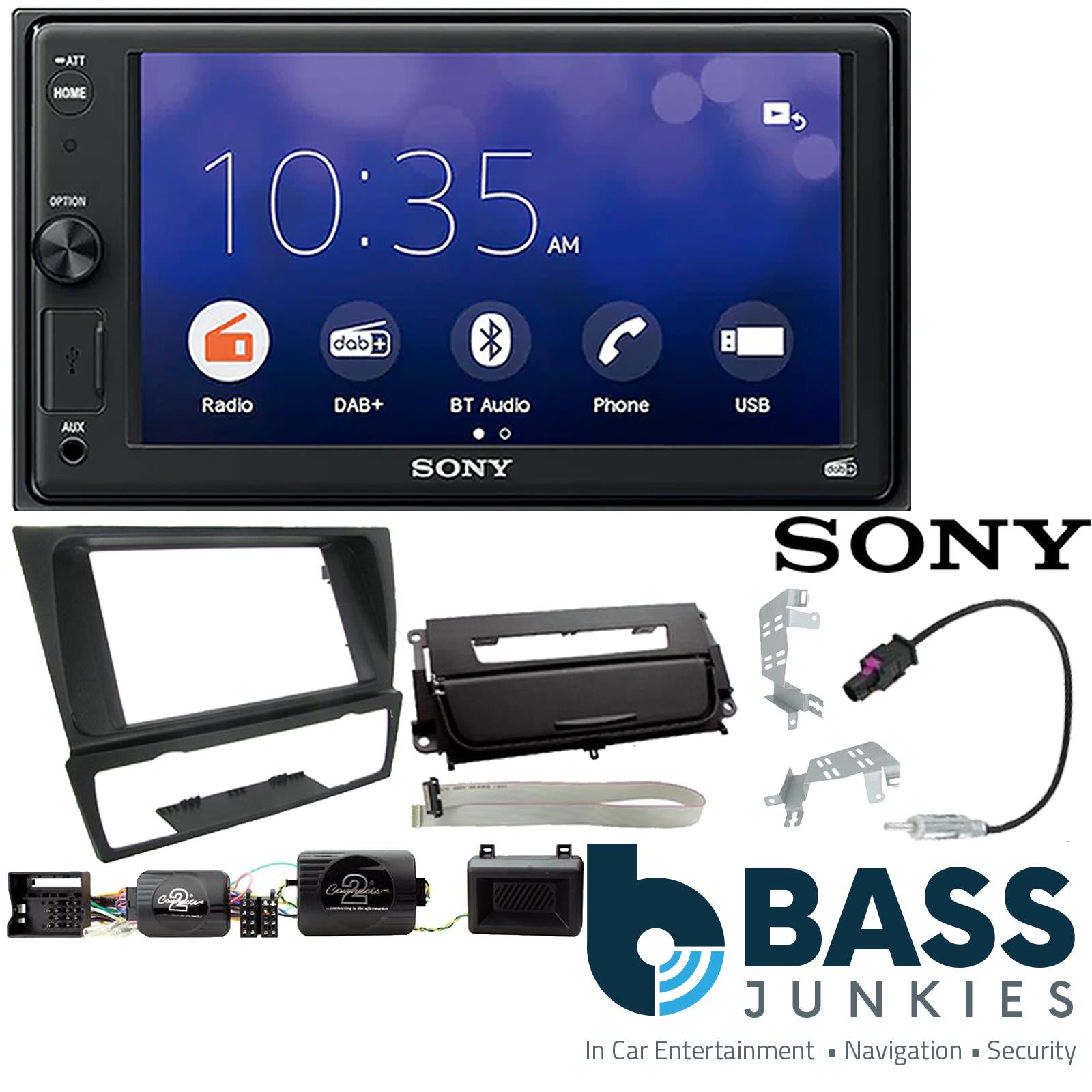 SONY XAV-1550D DAB+ Smart Bluetooth Car Radio + Stereo fitting kit + Steering Wheel Controls Loom for BMW 3-Series E90, 2005-2012 | E91, 2005-2012 | E92, 2005-2012 | E93, 2005-2012