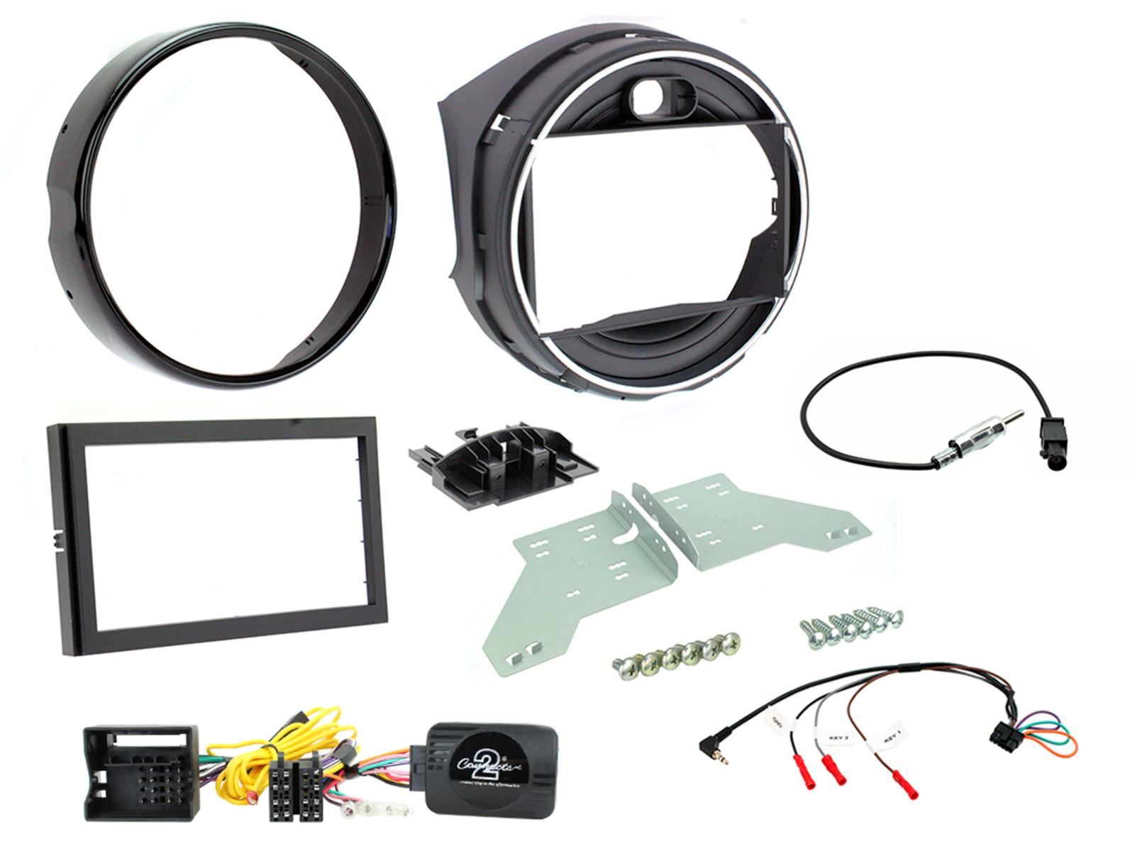 Grundig 6.8" Apple Android Double Din Stereo Fitting Kit + Steering Wheel Stalk Controls to fit BMW Mini 2013-16