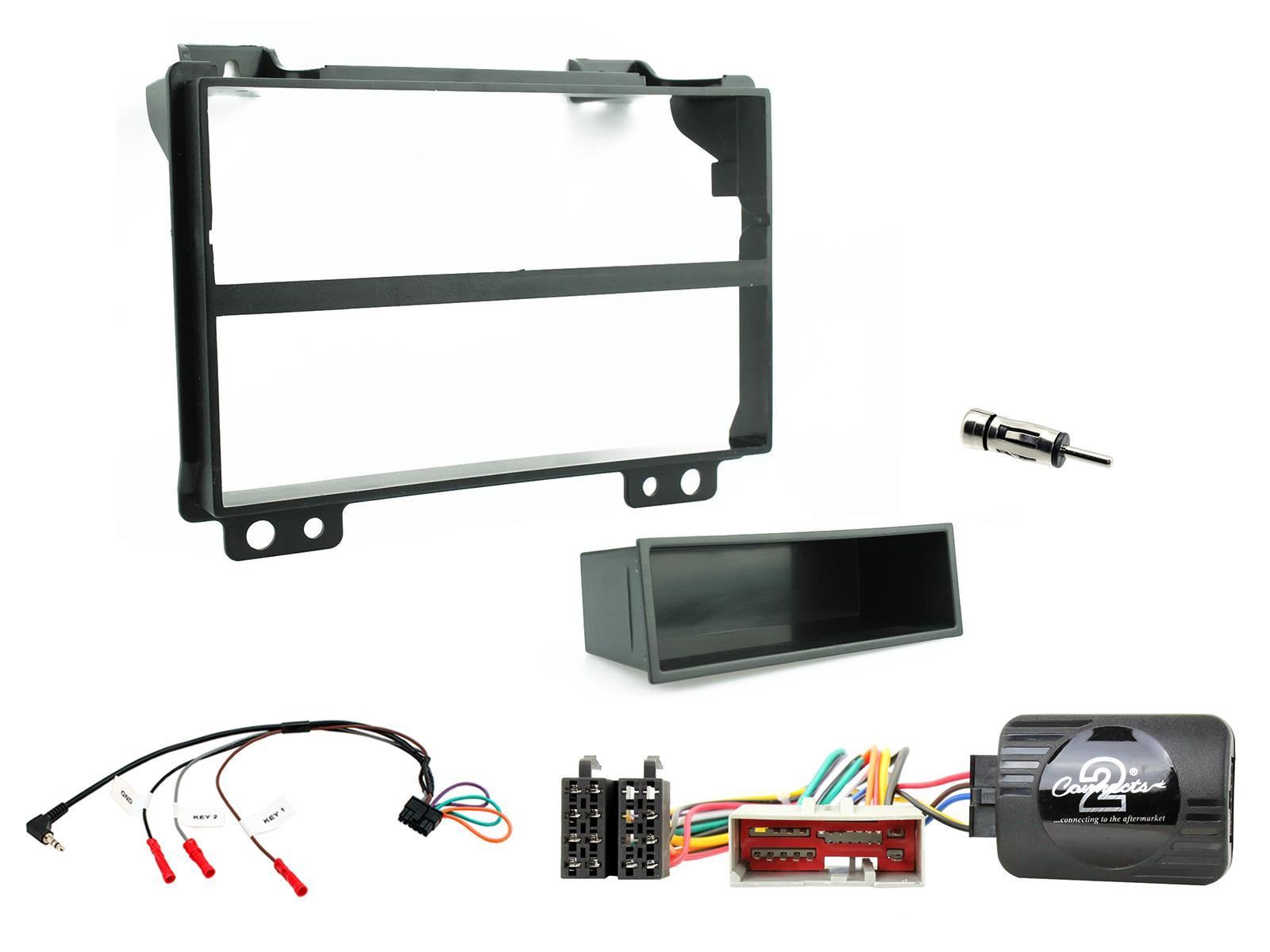 Connects 2 CTKFD59 - Ford Fiesta 2001 - 2005 Double Din Facia & Steering wheel Interface Fitting Installation Kit (Black Facia Panel)