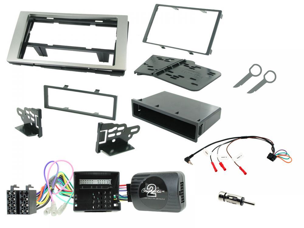 Connects 2 CTKFD22 - Ford Focus 2005 - 2008  Single Din or Double Din Facia & Steering wheel Interface Fitting Installation Kit (Silver Facia Panel)