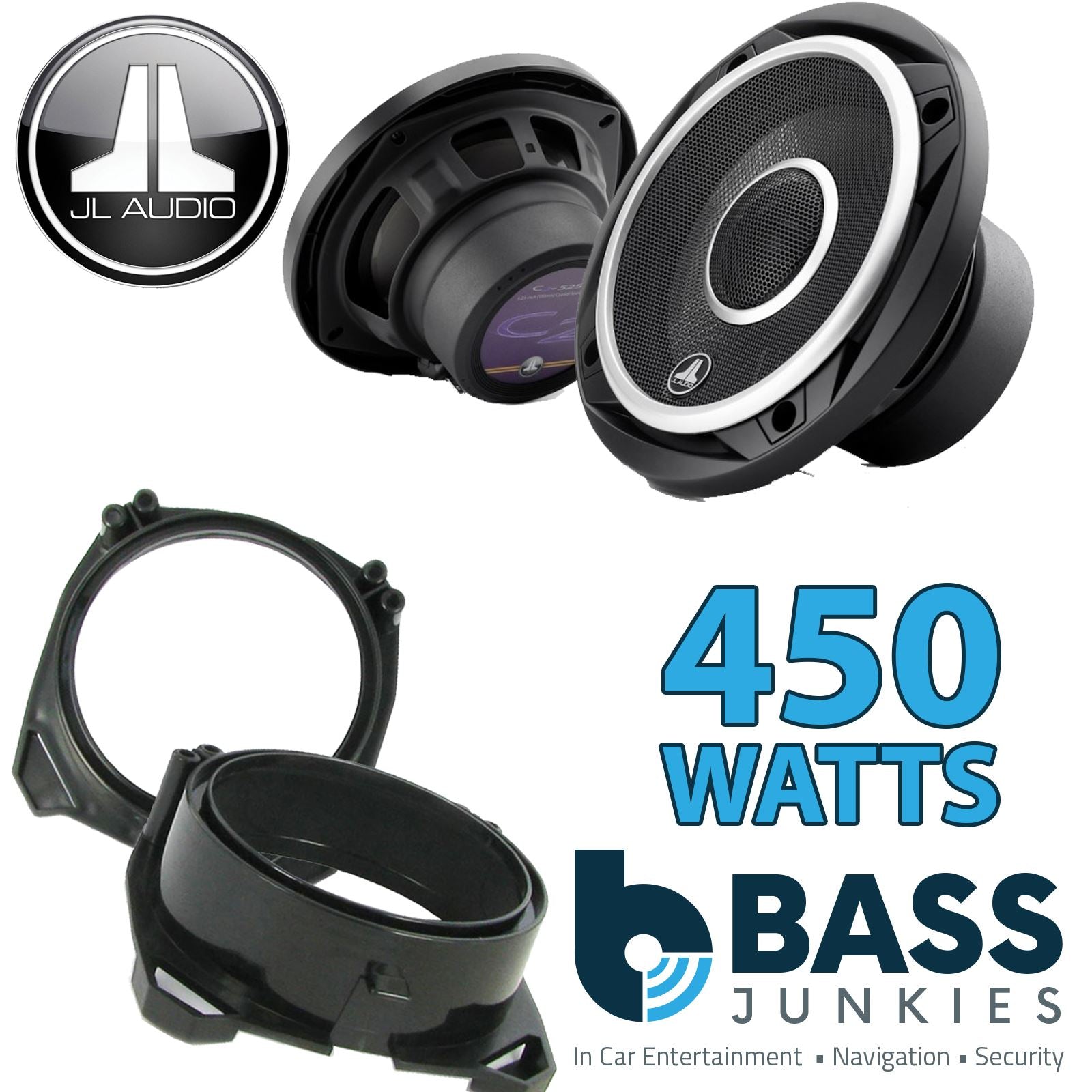 JL Audio C2-525X 2-Way 130mm/13cm/5.25" Coaxial Speakers (Per Pair 450 Watts) Fits Ford Fiesta 1989-96