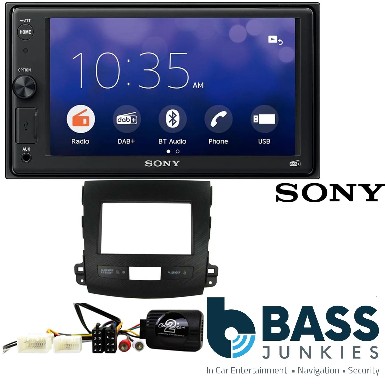 SONY XAV-1550D DAB+ Smart Bluetooth Car Radio + Stereo fitting kit + Steering Wheel Controls Loom for Mitsubishi Outlander 2010-2013