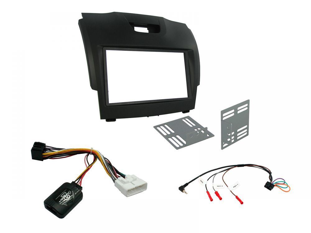 Connects 2 CTKIZ02 - Izusu D-Max 2012 Onwards Double Din Facia & Steering wheel Interface Fitting Installation Kit (Black Facia Panel)