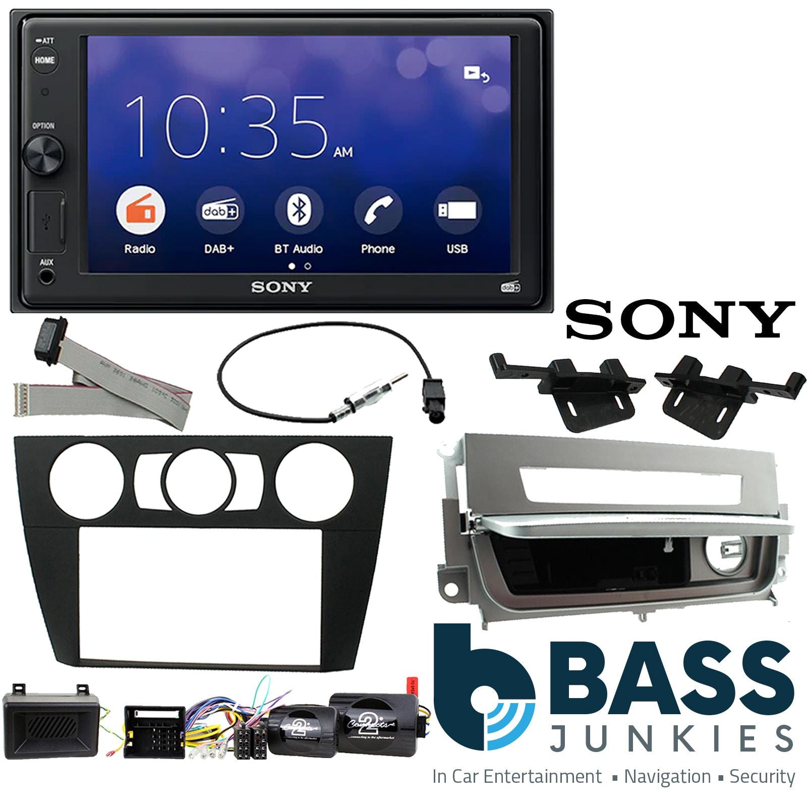 SONY XAV-1550D DAB+ Smart Bluetooth Car Radio + Stereo fitting kit + Steering Wheel Controls Loom for BMW 3-Series E90, 2005-2012 | E91, 2005-2012 | E92, 2005-2012 | E93, 2005-2012