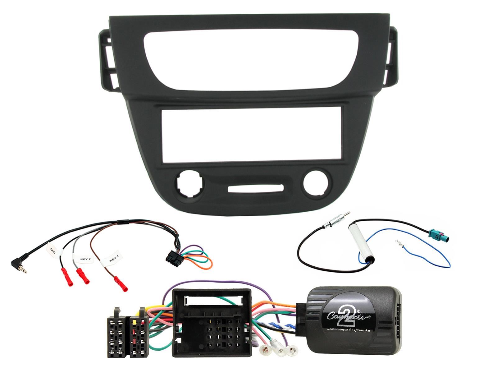 Single Din Stereo Fitting Kit + Steering Wheel Stalk Controls to fit Renault Megane 2009-12