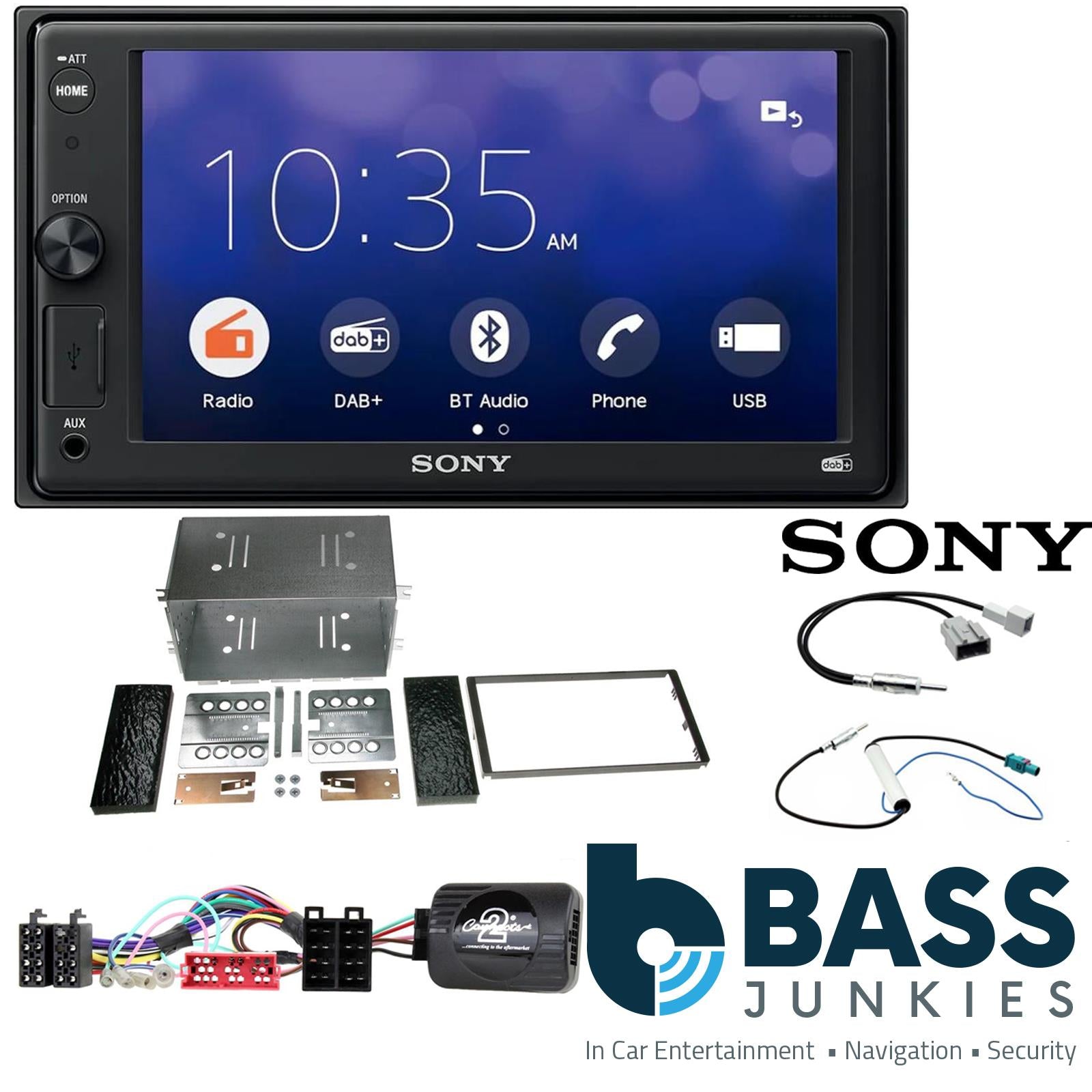 SONY XAV-1550D DAB+ Smart Bluetooth Car Radio + Stereo fitting kit + Steering Wheel Controls Loom for Kia Magentis 2005-2010