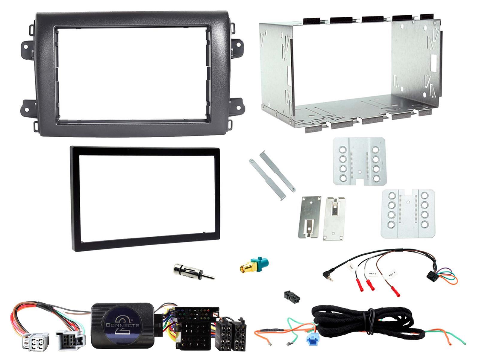 Double Din Stereo Fitting Kit + Steering Wheel Stalk Controls to fit Fiat Ducato 2021>