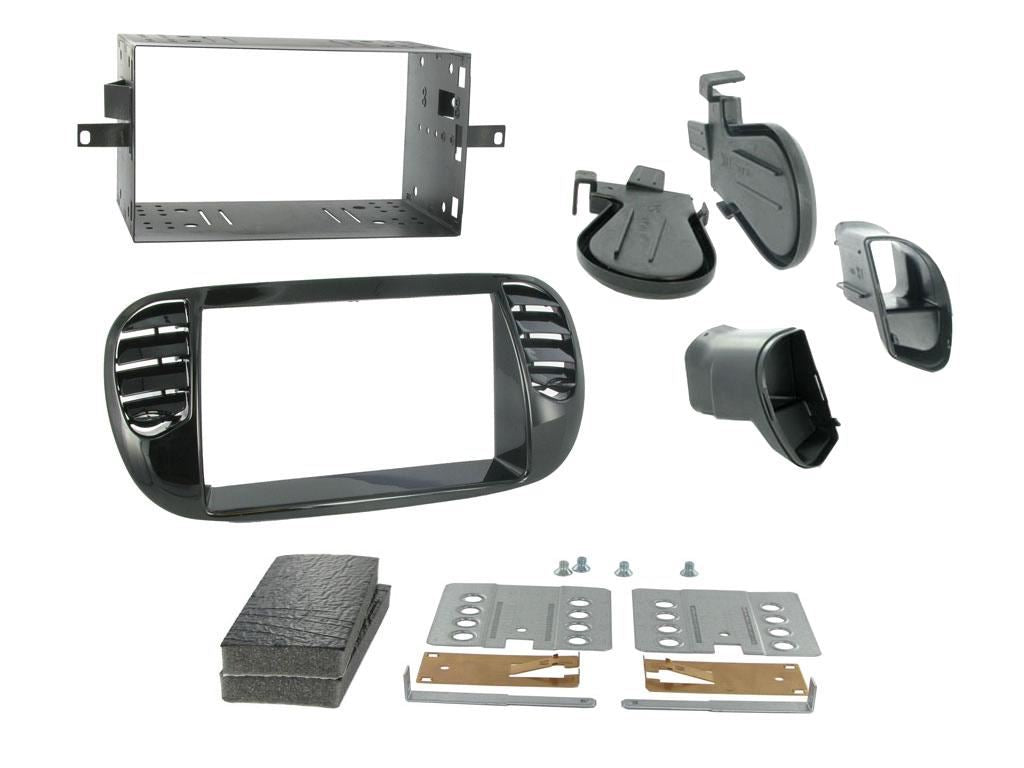 Connects 2 CTKFT02 - Fiat 500 2007 - 2015 Double Din Facia & Steering wheel Interface Fitting Installation Kit (Black Facia Panel)