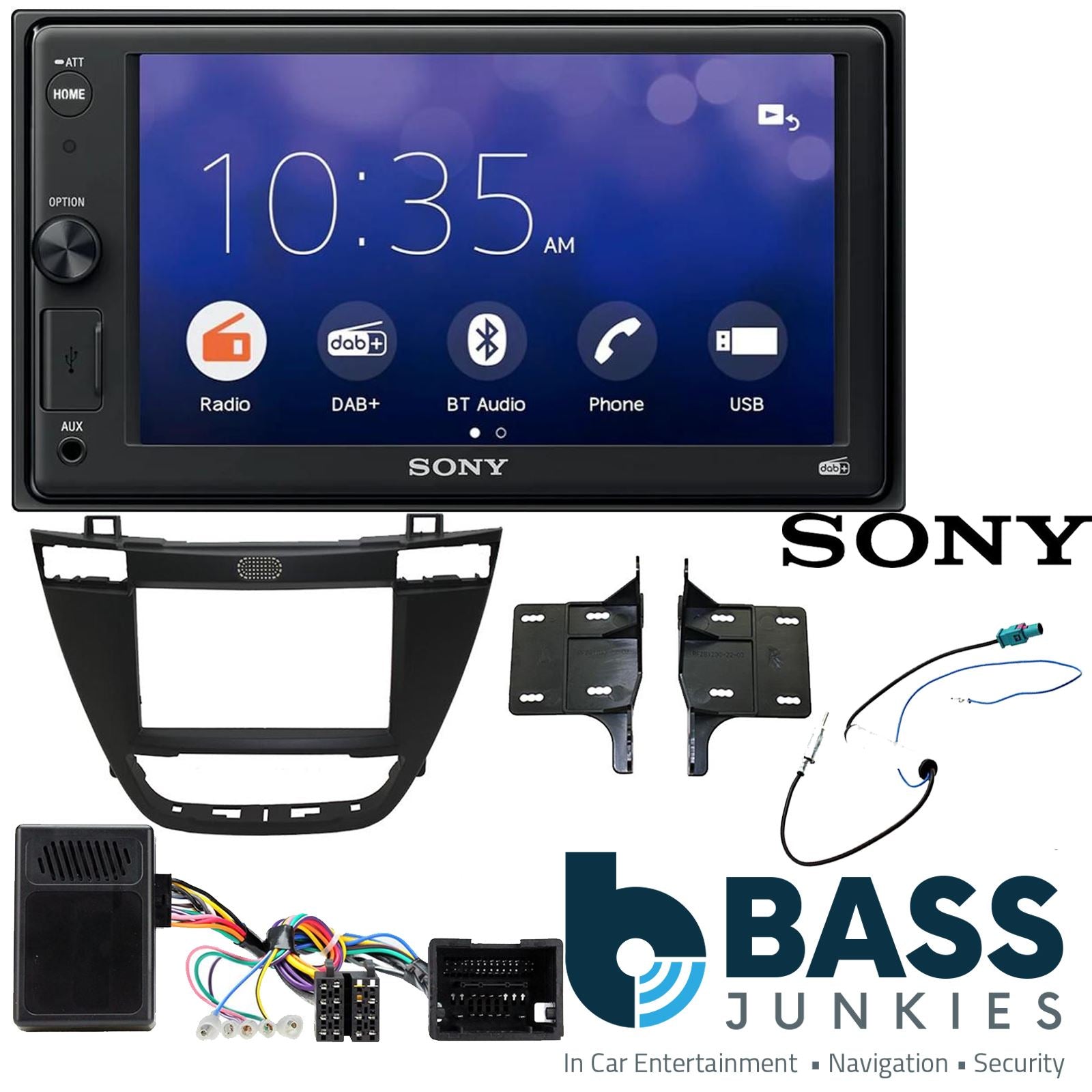 SONY XAV-1550D DAB+ Smart Bluetooth Car Radio + Stereo fitting kit + Steering Wheel Controls Loom for Vauxhall Meriva 2003-2012