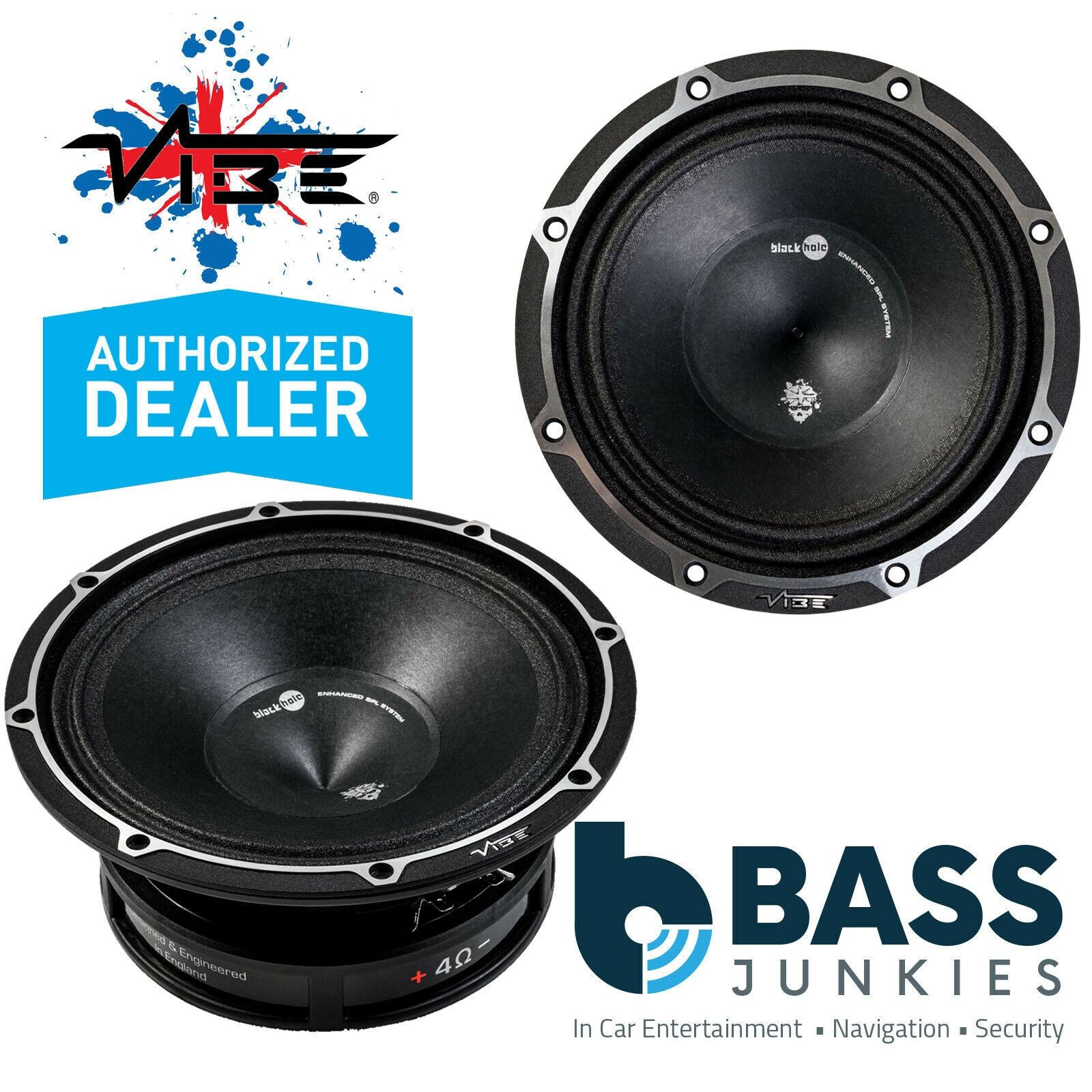 Vibe BDPRO8M-V9 - BlackDeath 8" 675 Watts Pro Audio Single Midrange Car Speaker