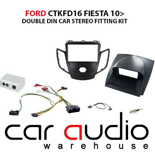 Connects 2 CTKFD16 - Ford Fiesta Mk7.5 2012 - 2016 Double Din Fascia & Steering wheel Interface Fitting Installation Kit (Black Facia Panel)