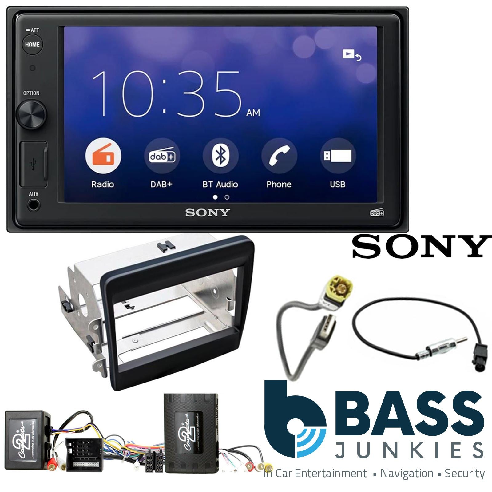 SONY XAV-1550D DAB+ Smart Bluetooth Car Radio + Stereo fitting kit + Steering Wheel Controls Loom for Porsche 911 2011-2016