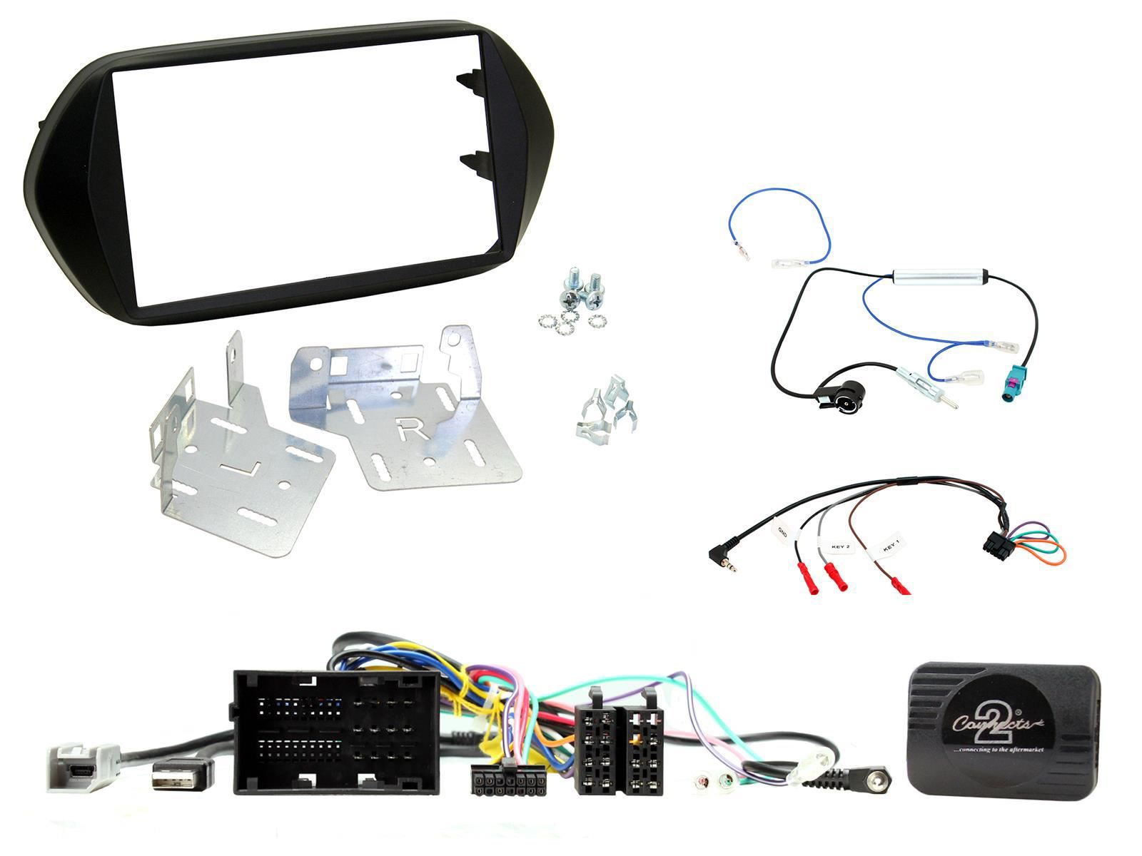 SONY DAB+ Apple | Android Double Din Stereo Fitting Kit + Steering Wheel Stalk Controls to fit Fiat Tipo 2015-21