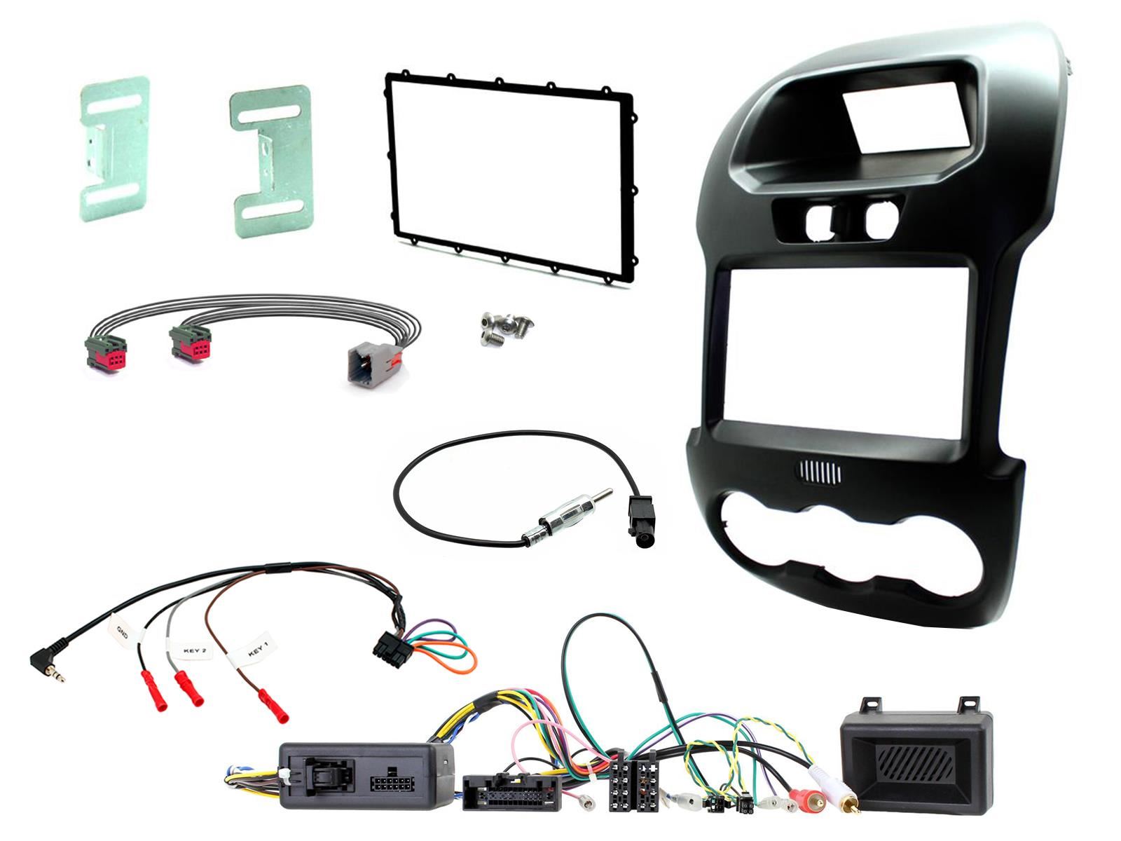 Grundig 6.8" Apple Android Double Din Stereo Fitting Kit + Steering Wheel Stalk Controls to fit Ford Ranger 2012-16