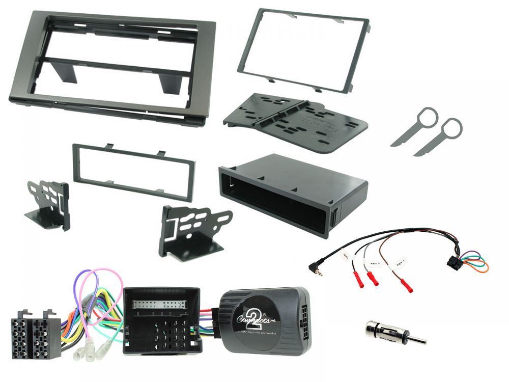 Connects 2 CTKFD23 - Ford Fiesta 2005 - 2008  Single Din or Double Din Facia & Steering wheel Interface Fitting Installation Kit (Grey Facia Panel)