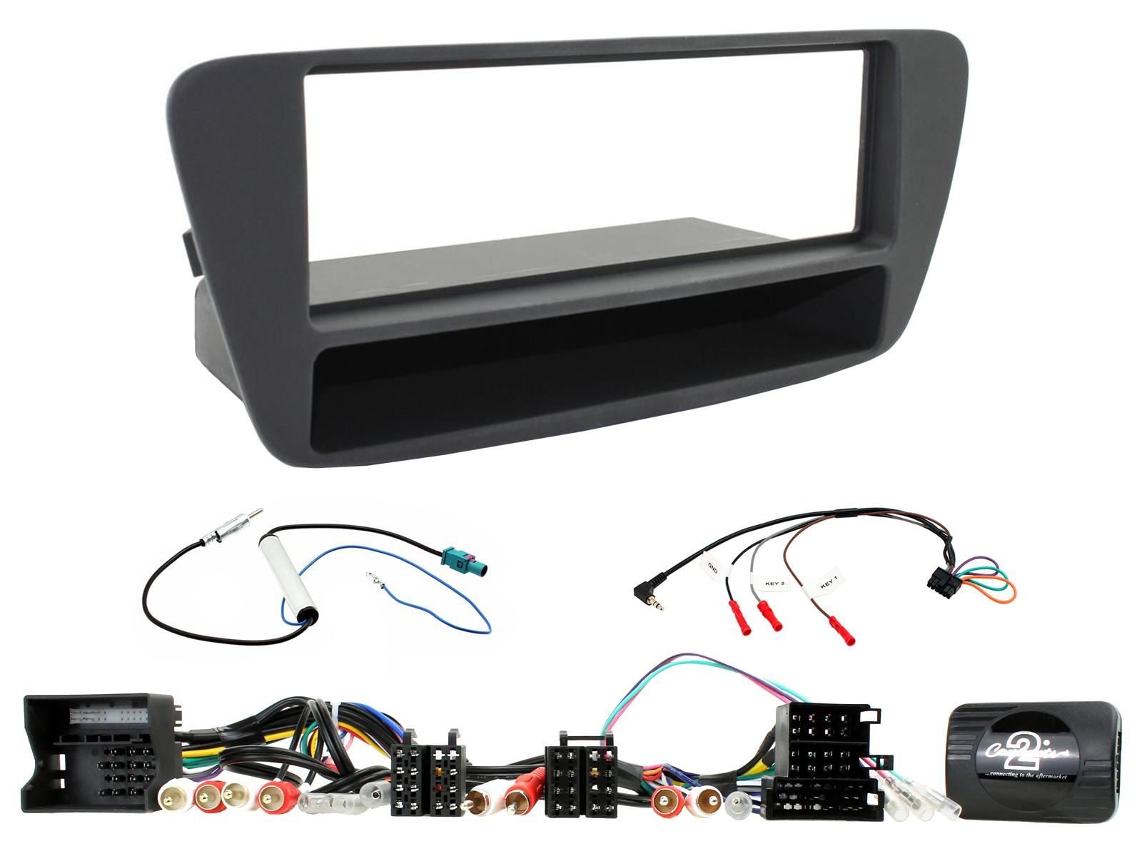 Single Din Stereo Fitting Kit + Steering Wheel Stalk Controls to fit Audi Q3 2011-18