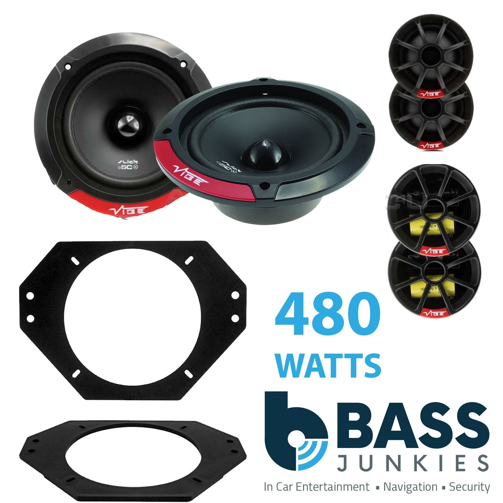 Vibe SLICK5C-V7 2-Way 130mm/13cm/5.25" Component Speakers (Per Pair 480 Watts) Fits Jeep Wrangler 1997-06
