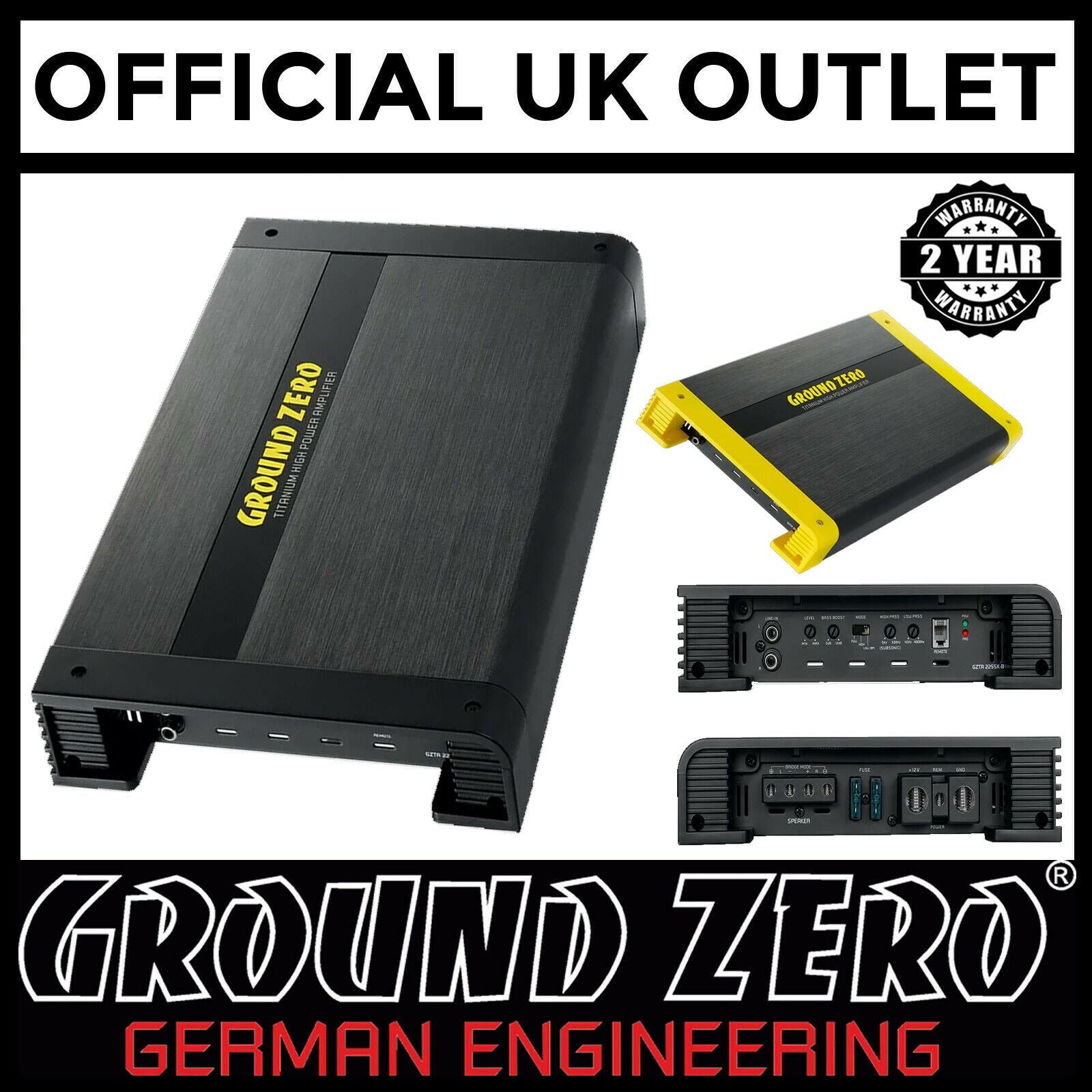 Ground Zero Titanium GZTA 2255X-B - 2 x 150 W RMS 2 Channel Car Amplifier