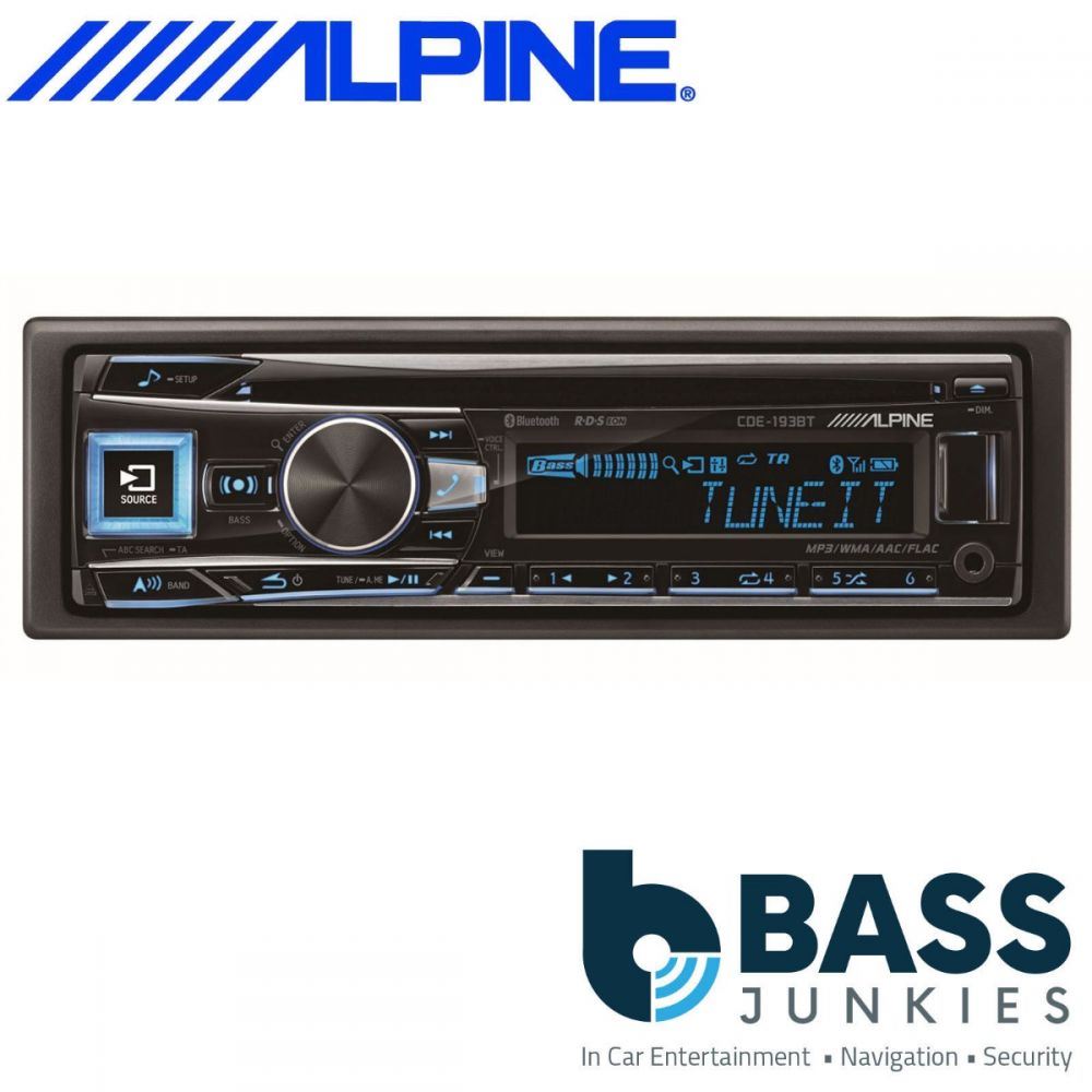 Alpine CDE-193BT - Single Din CD MP3 Bluetooth USB AUX iPod iPhone 3 Pre-outs 4 x 50 Watts Car Radio Stereo