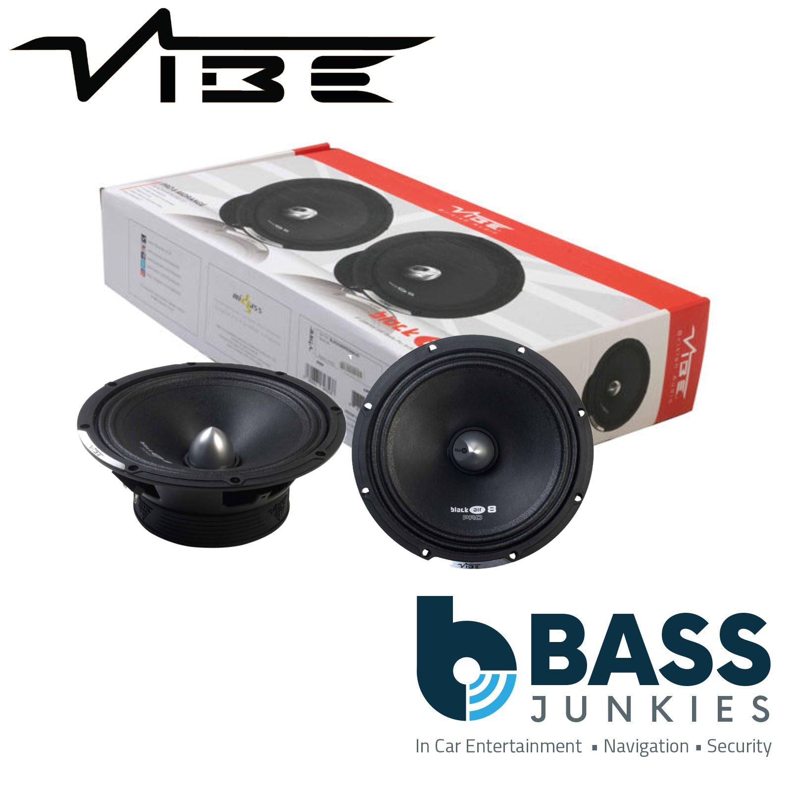 Vibe BLACKAIRPRO8M-V0 8 inch 208mm 540 Watt BlackAir Car Pro Audio Midrange Speakers