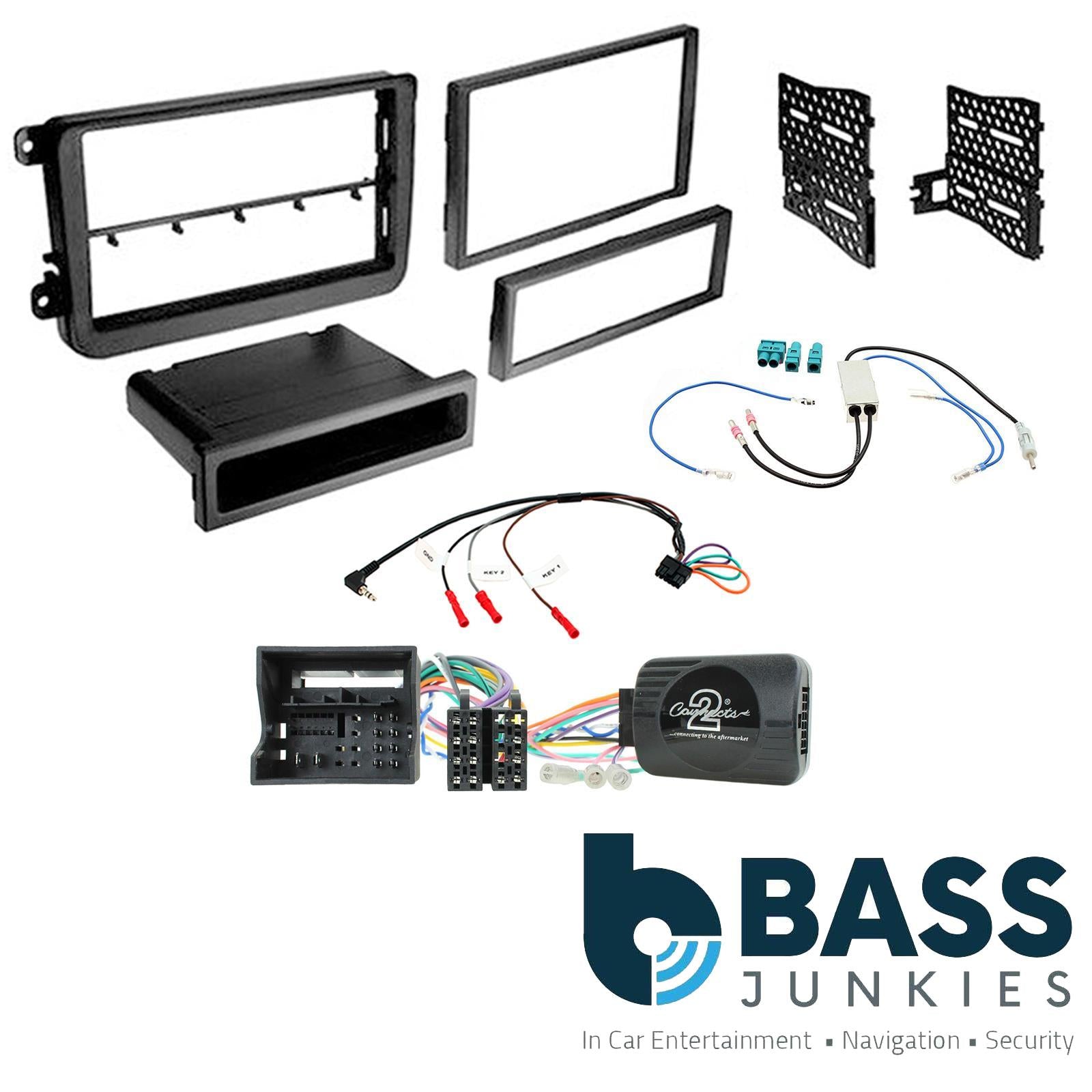 Double Din Stereo Fitting Kit + Steering Controls fit VW Tiguan 15-15|Amarok 16-21|Crafter 17-21|Caddy 15-20|Beetle 15-|Jetta 11-18|Transporter T6 15-|Scirocco 15-17|Grand California 17-|Sharan 15-21