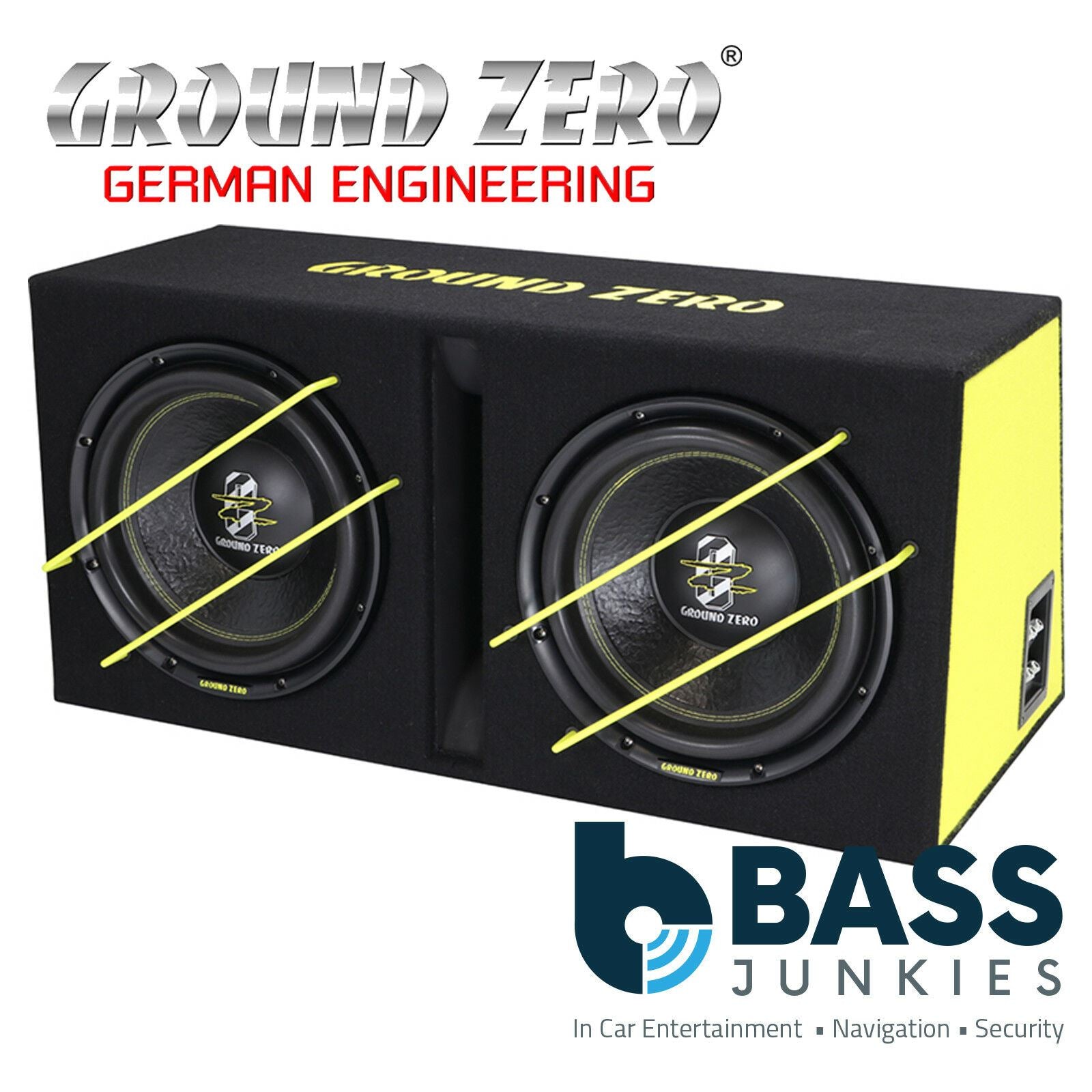 Ground Zero GZIB 2.3000XSPL - 2 x 12" Inch 30cm 2000 Watts ( 4 x 2 Ohms ) Car SPL Dual Sub Subwoofer Bass Enclosure Box