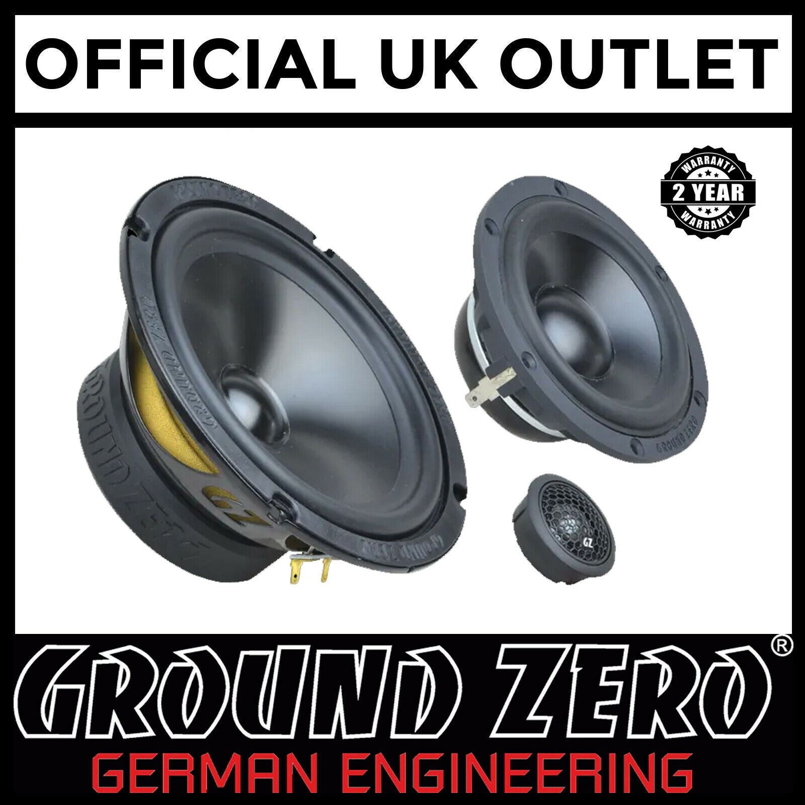 Ground Zero Radioactive GZRC 165.3SQACT - 6.5" 150WRMS 3 Way Comp Car Speakers