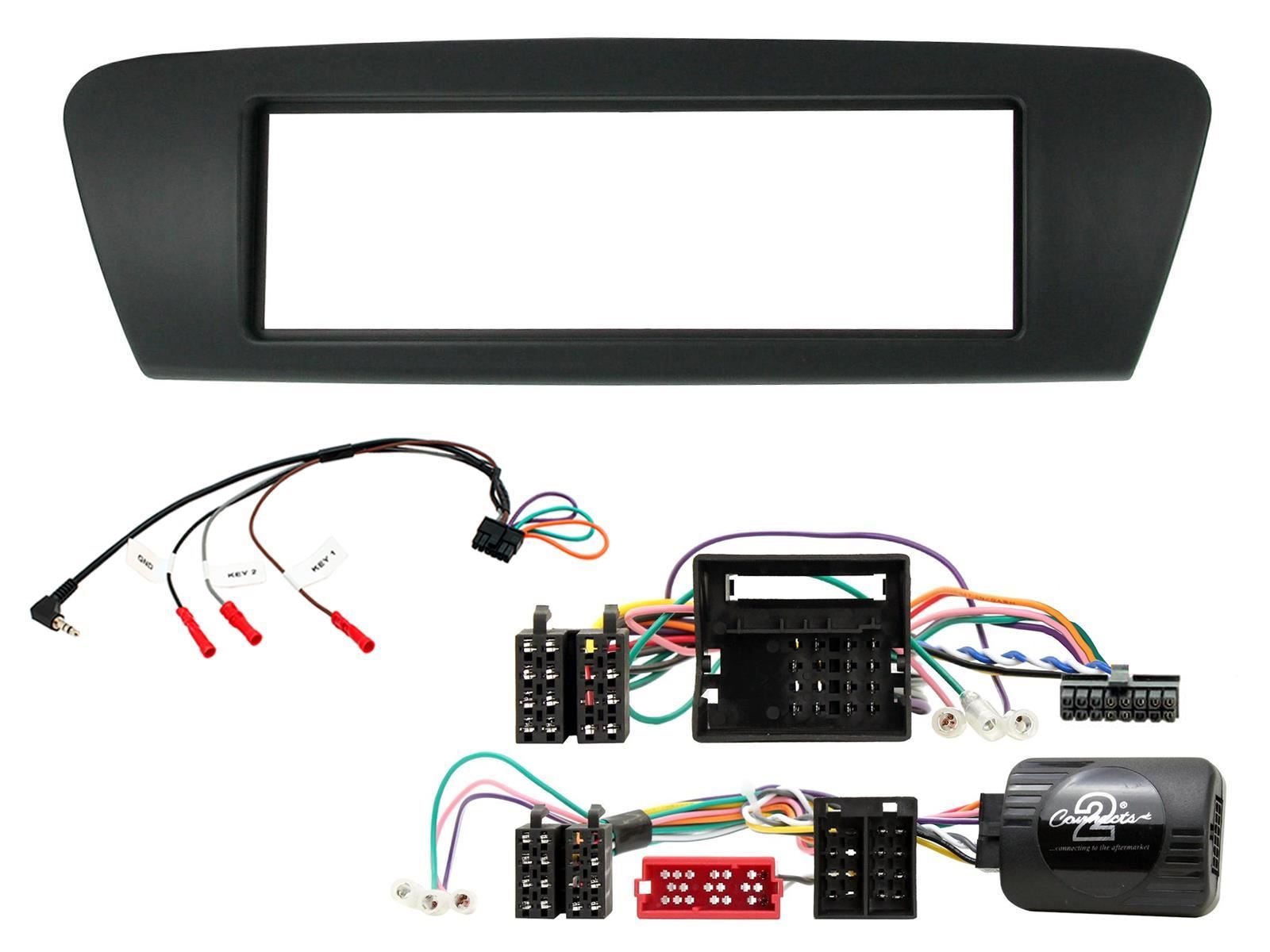 Single Din Stereo Fitting Kit + Steering Wheel Stalk Controls to fit Renault Scenic 2009-16