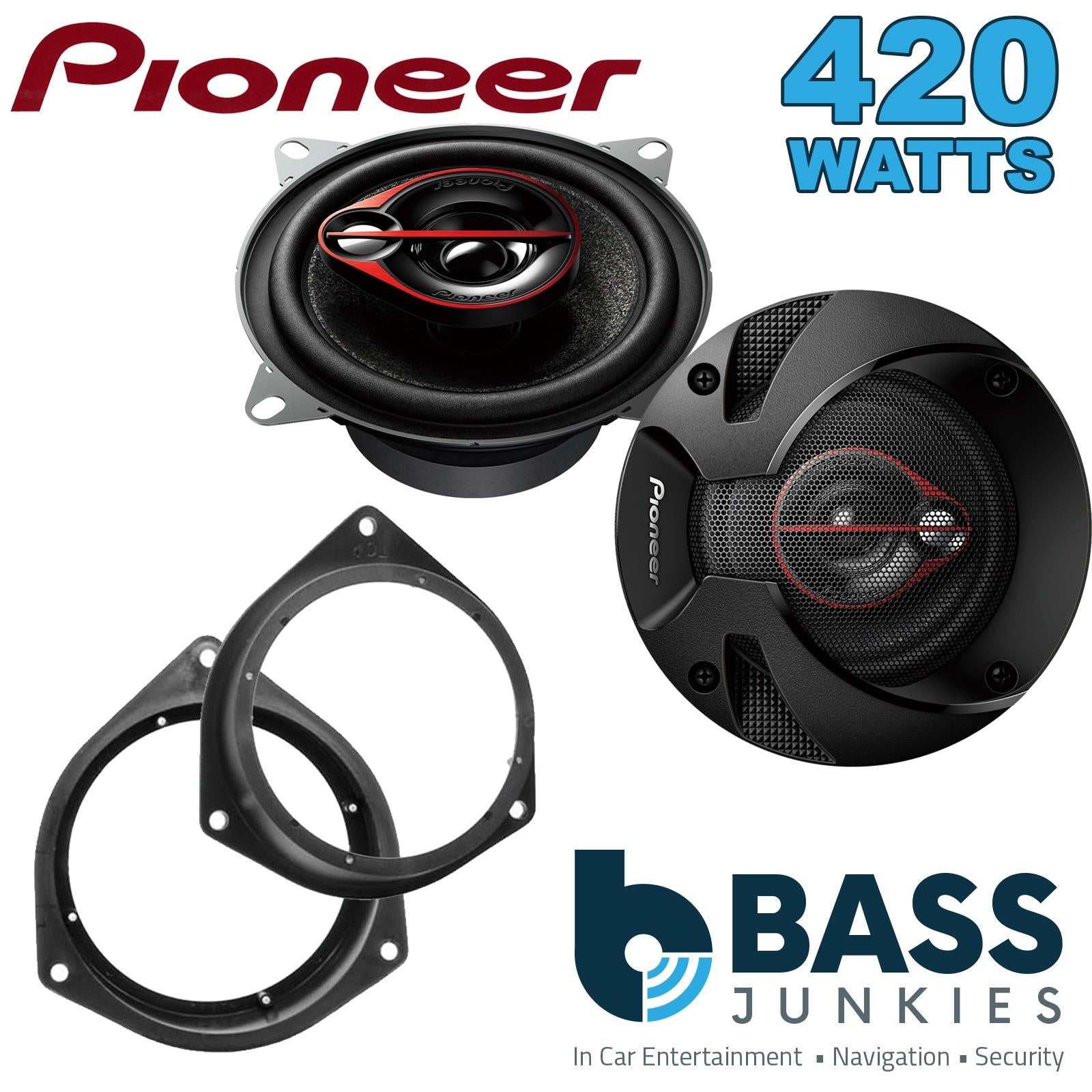Pionner TS-R1051S 100mm/10cm/4" 3 Way Coaxial Car speakers (Per Pair Max 420|60 watts RMS) Fits Peugeot Bipper 2008-12