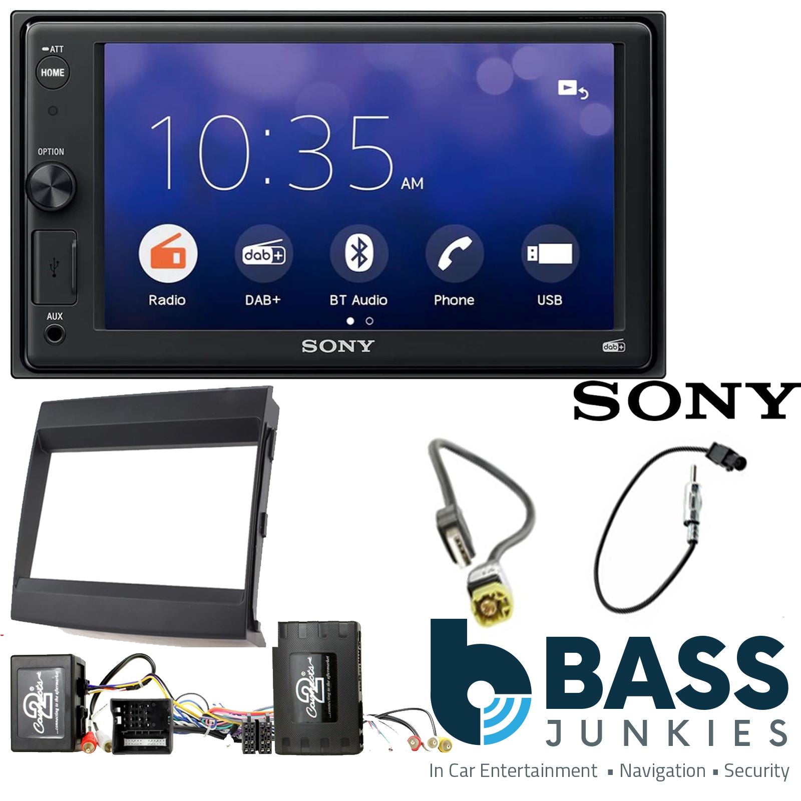 SONY XAV-1550D DAB+ Smart Bluetooth Car Radio + Stereo fitting kit + Steering Wheel Controls Loom for Porsche Panamera 2009-2016