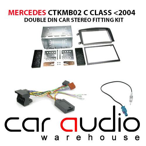 Connects 2 CTKMB02 - Mercedes Benz C Class W203 2001 - 2004 Double Din Facia & Steering wheel Interface Fitting Installation Kit