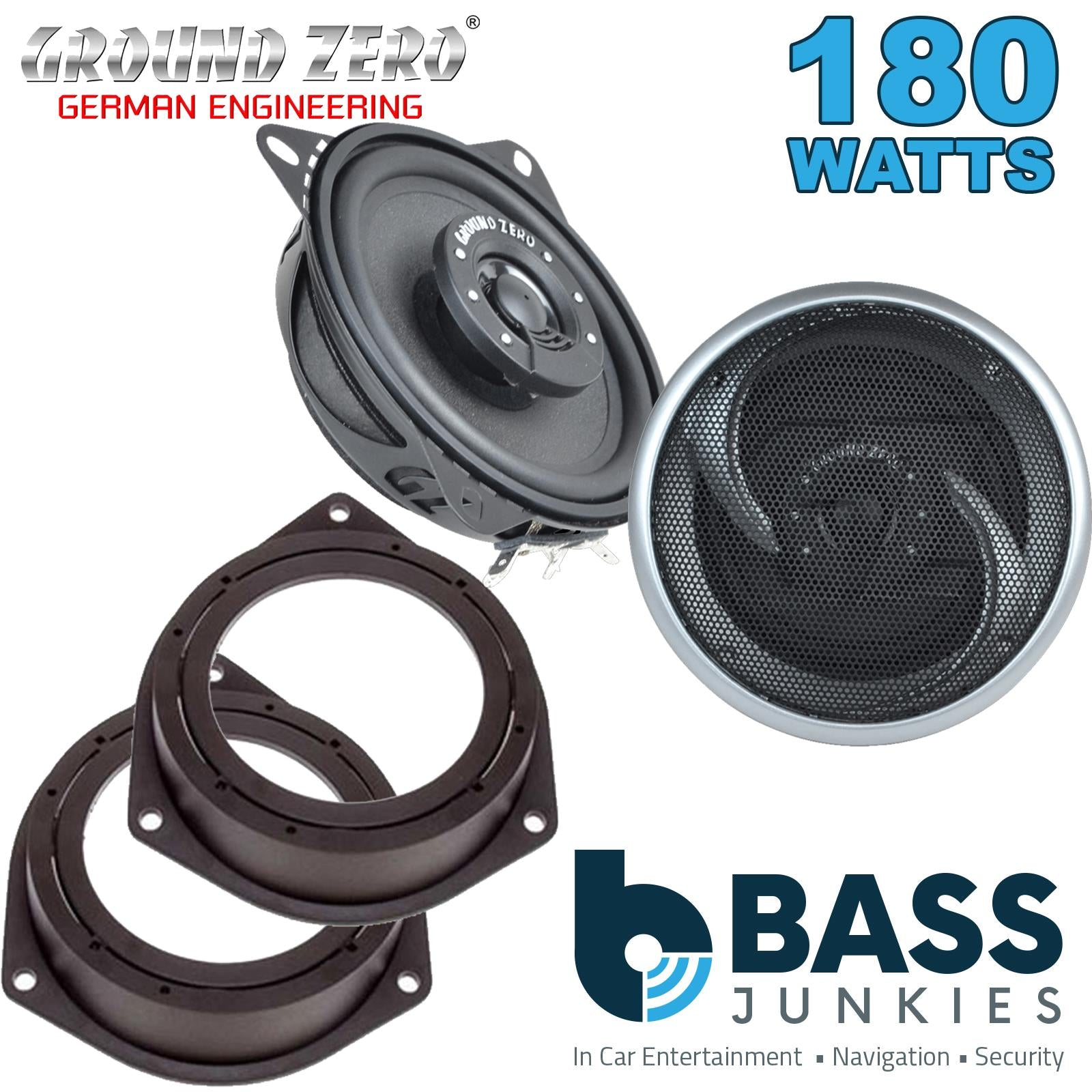Ground Zero GZIF 4001FX 100mm/10cm/4" 2-Way Coaxial Car speakers (Per Pair Max 180|100 watts RMS) Fits Iveco Daily 2014-21