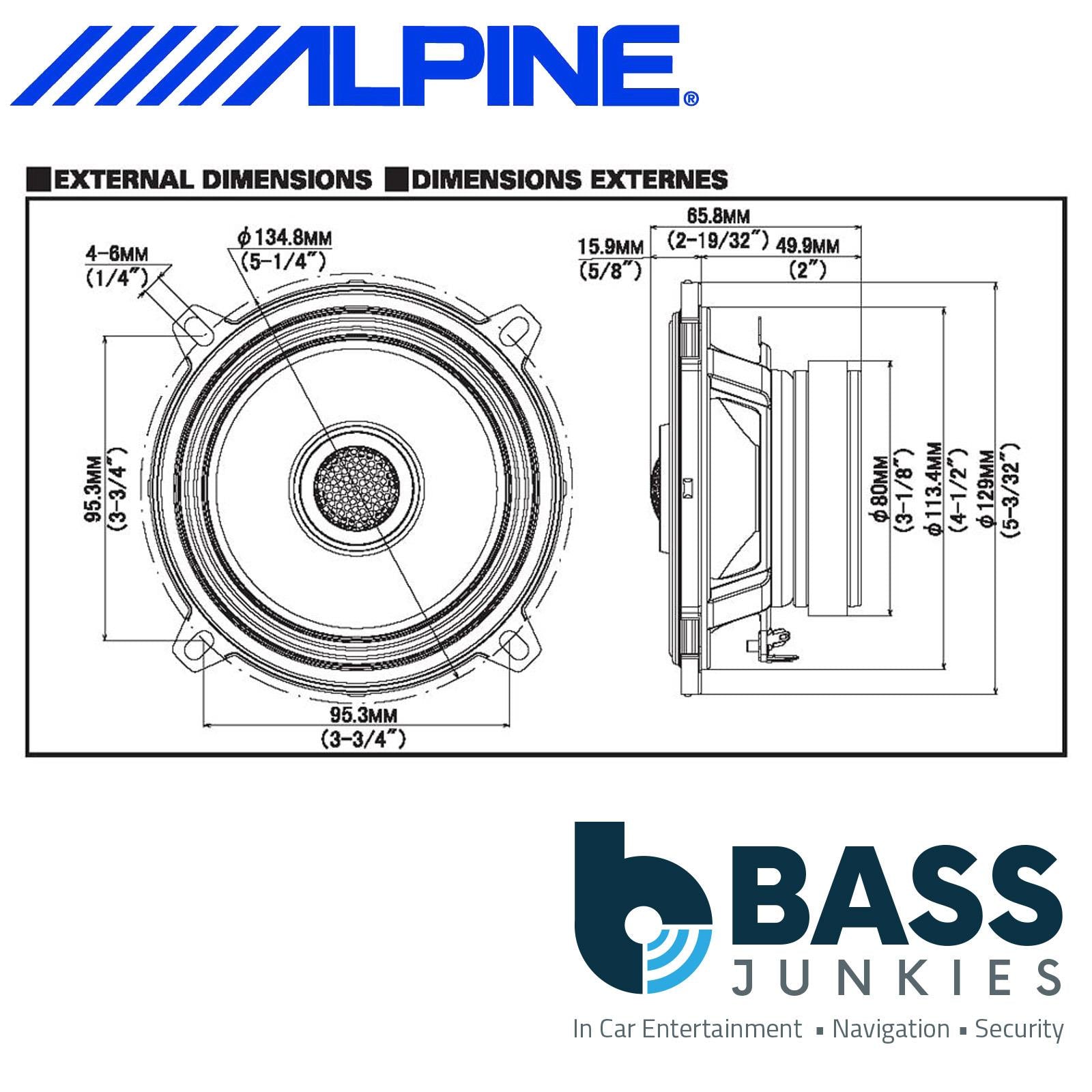 Alpine S2-S50 - 340 Watts a Pair 2 Way 5.25" 13cm Coaxial Car Van Door Speakers
