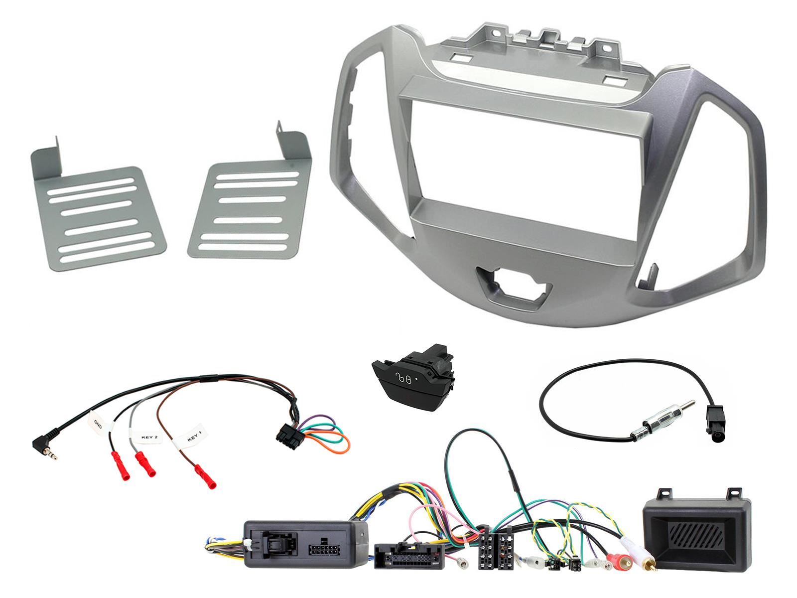 Grundig 6.8" Apple Android Double Din Stereo Fitting Kit + Steering Wheel Stalk Controls to fit Ford Ecosport 2013-21