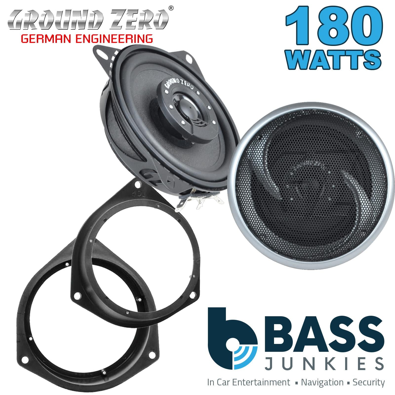 Ground Zero GZIF 4001FX 100mm/10cm/4" 2-Way Coaxial Car speakers (Per Pair Max 180|100 watts RMS) Fits Peugeot Bipper 2008-12