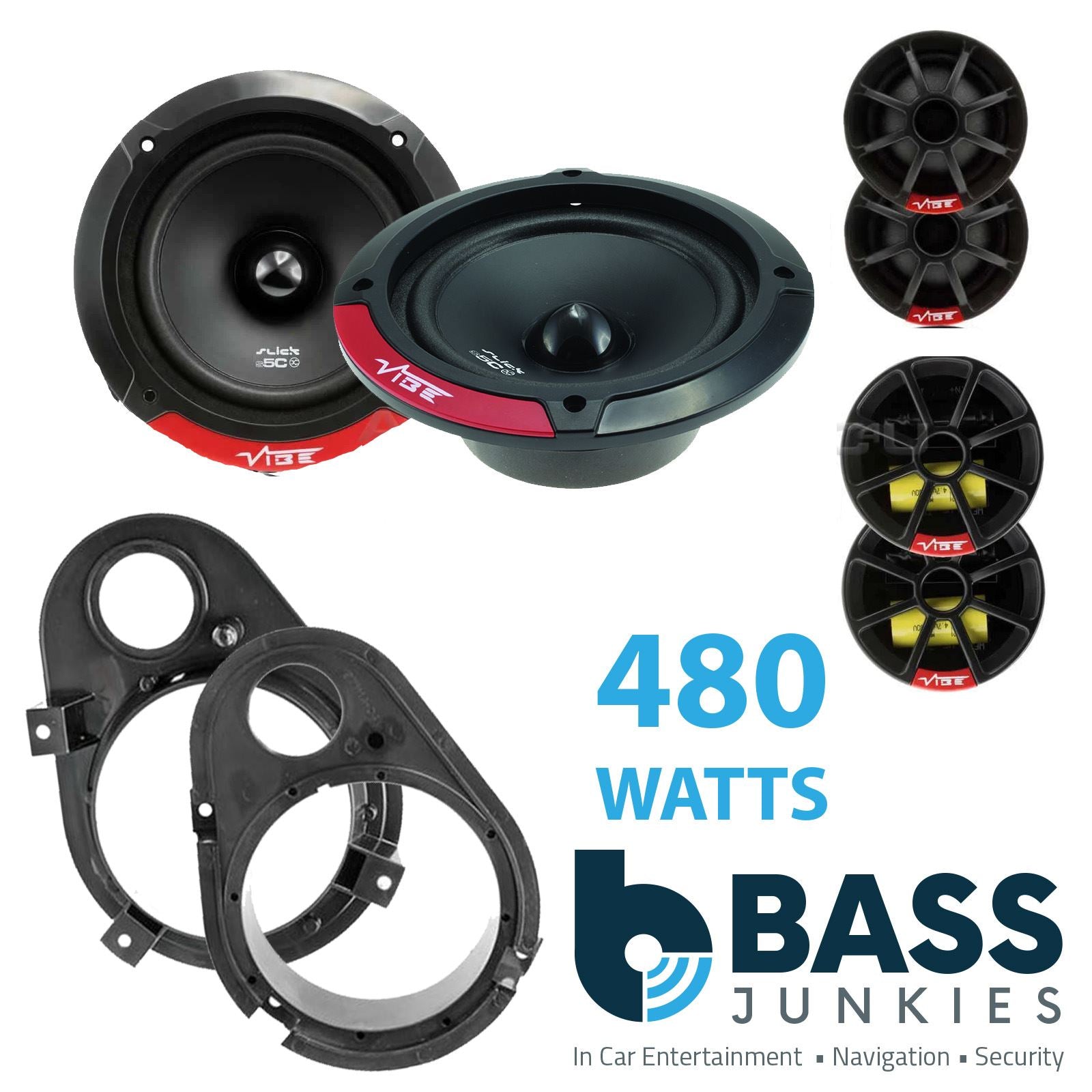 Vibe SLICK5C-V7 2-Way 130mm/13cm/5.25" Component Speakers (Per Pair 480 Watts) Fits Ford Escort 1990-00 | Orion 90-93