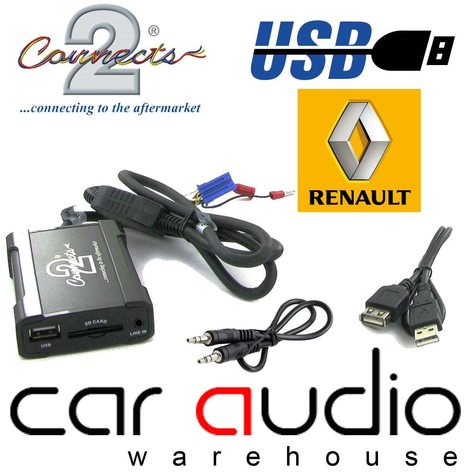 Connects2 CTARNUSB003 Renault Clio Kangoo Megane Laguna Scenic Twingo Car USB SD AUX IN Interface Adapter
