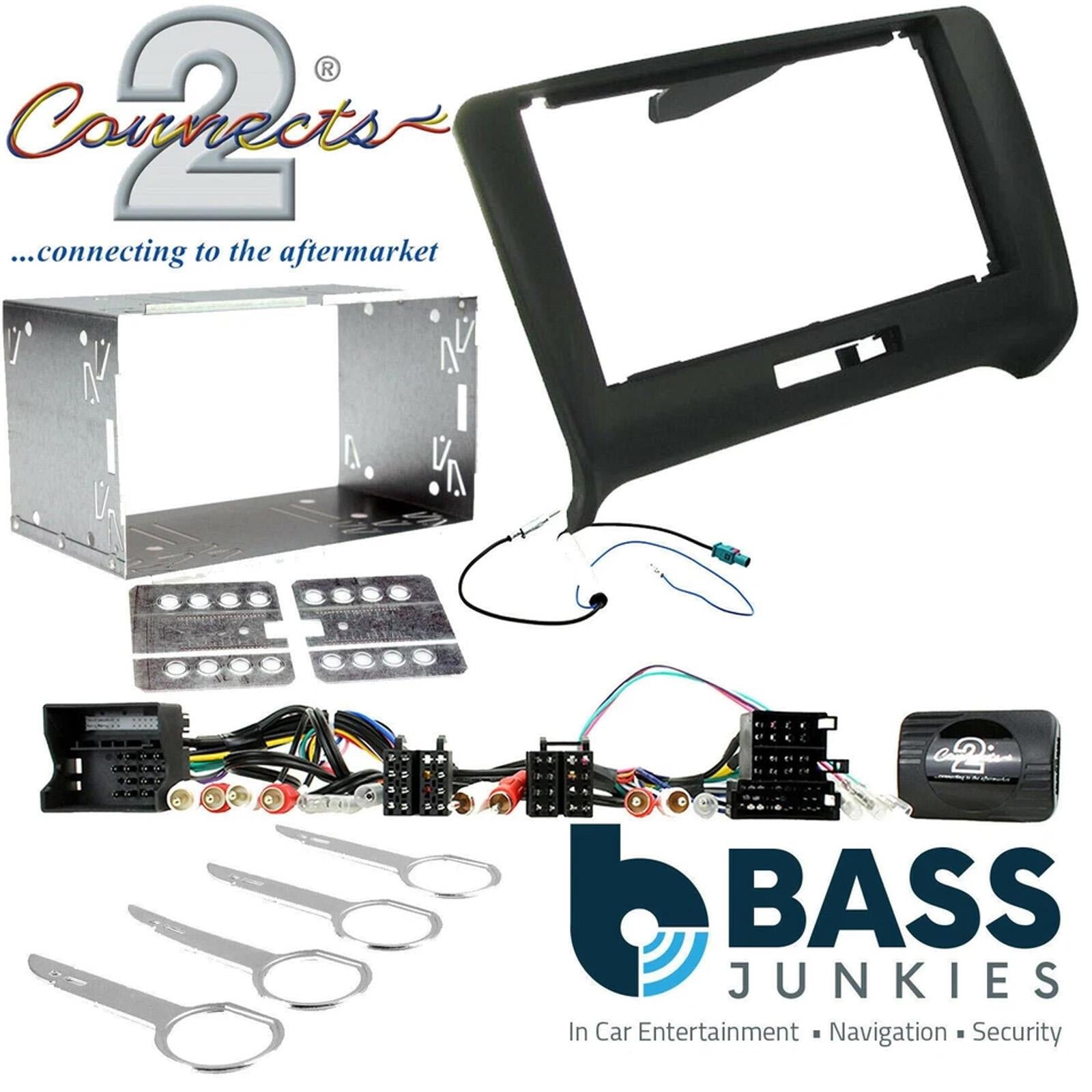 Grundig 6.8" Apple Android Double Din Stereo Fitting Kit + Steering Wheel Stalk Controls to fit Audi TT 2006-14