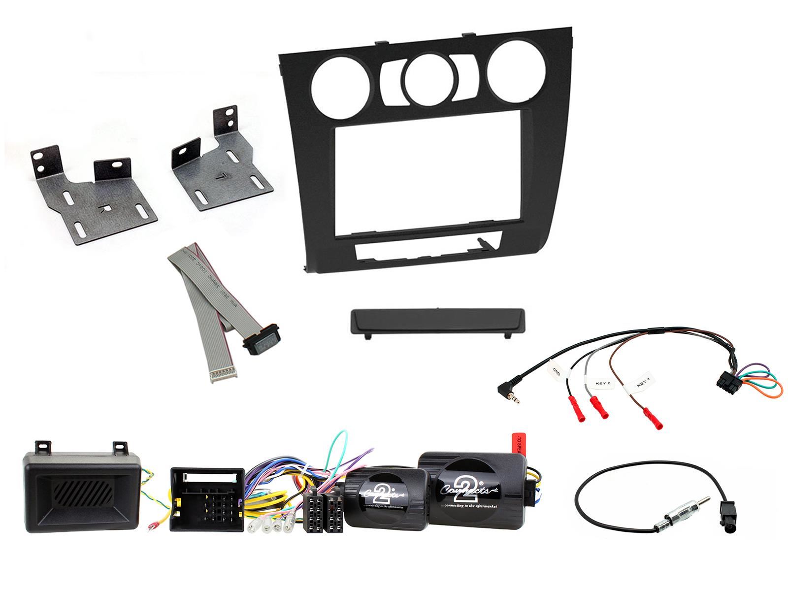 Grundig 6.8" Apple Android Double Din Stereo Fitting Kit + Steering Wheel Stalk Controls to fit BMW 1-Series 2007-13