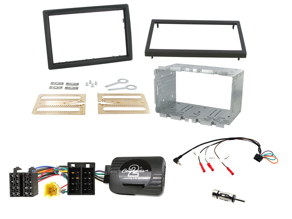 Grundig 6.8" Apple Android Double Din Stereo Fitting Kit + Steering Wheel Stalk Controls to fit Renault Megane 2006-08