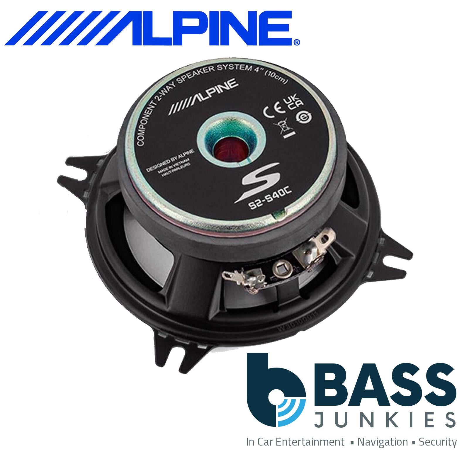 Alpine S-Series S2-S40C - 4” 10cm 280 Watt 2 Way Component Dash Door Speakers