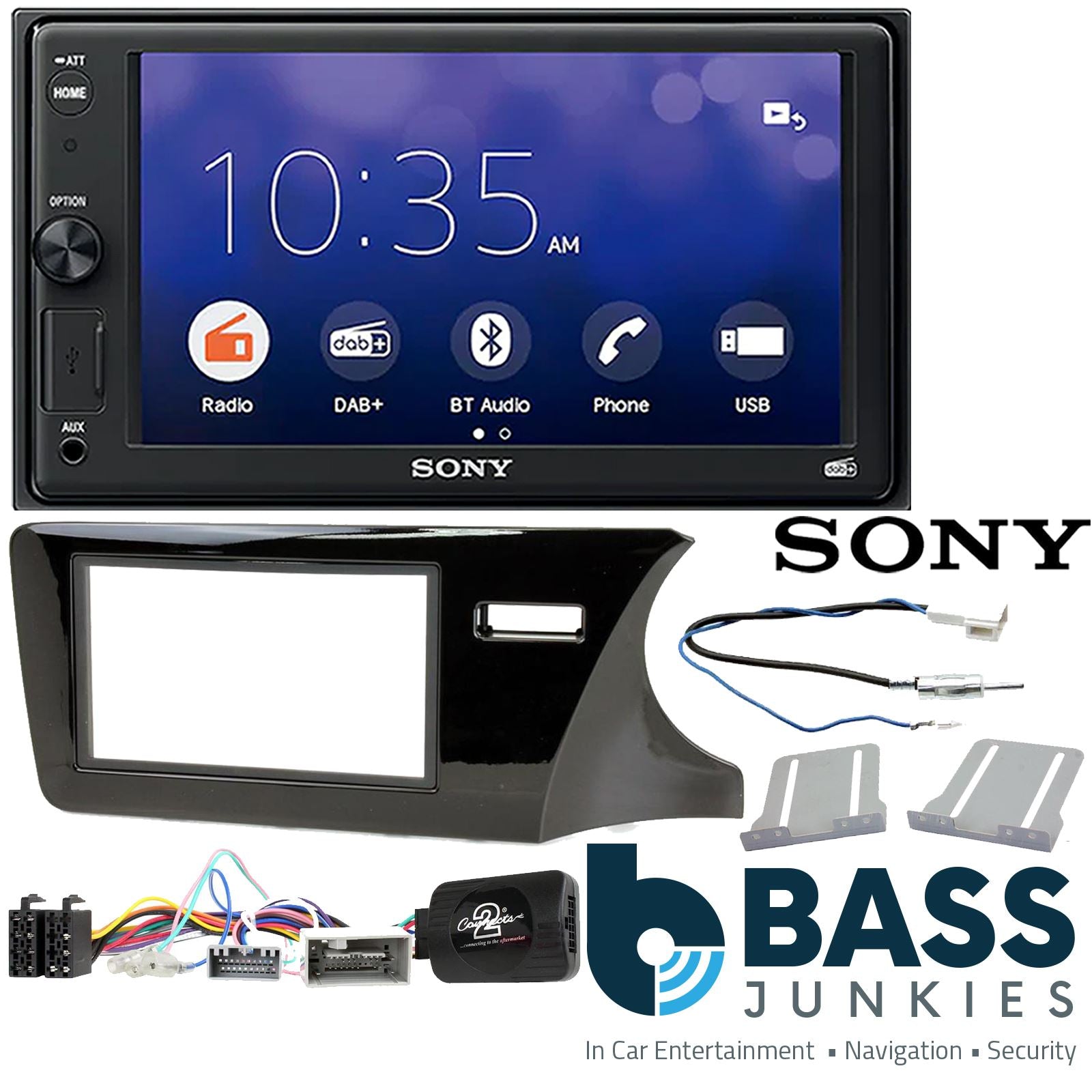 SONY 6.2" Screen Blutooth Double Din Stereo Fitting Kit + Steering Wheel Stalk Controls to fit Honda City 2014-